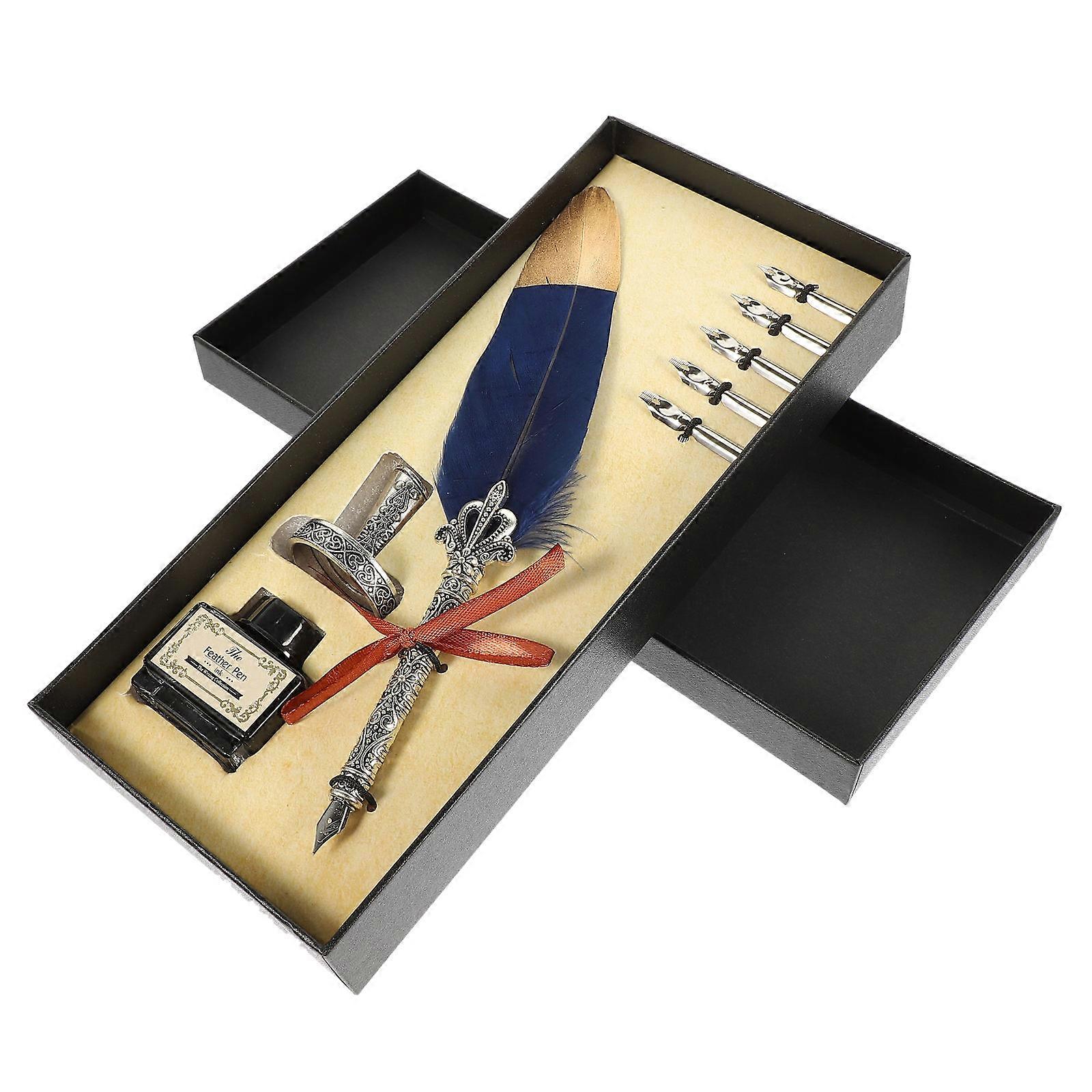 Navy Quill Kit with Steel Material for Decor Calligraphy Pen Vintage Style 1 Set