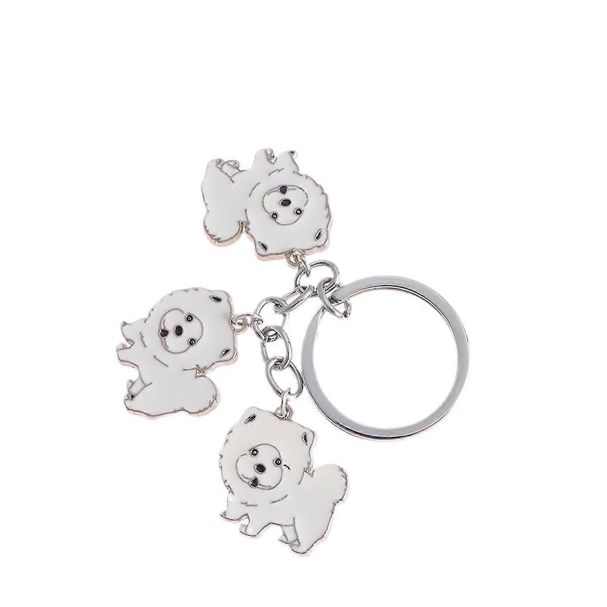 Durable Metal Car Keychain in White for Hanging Keys with Firm Craftsmanship 3.5 Inches