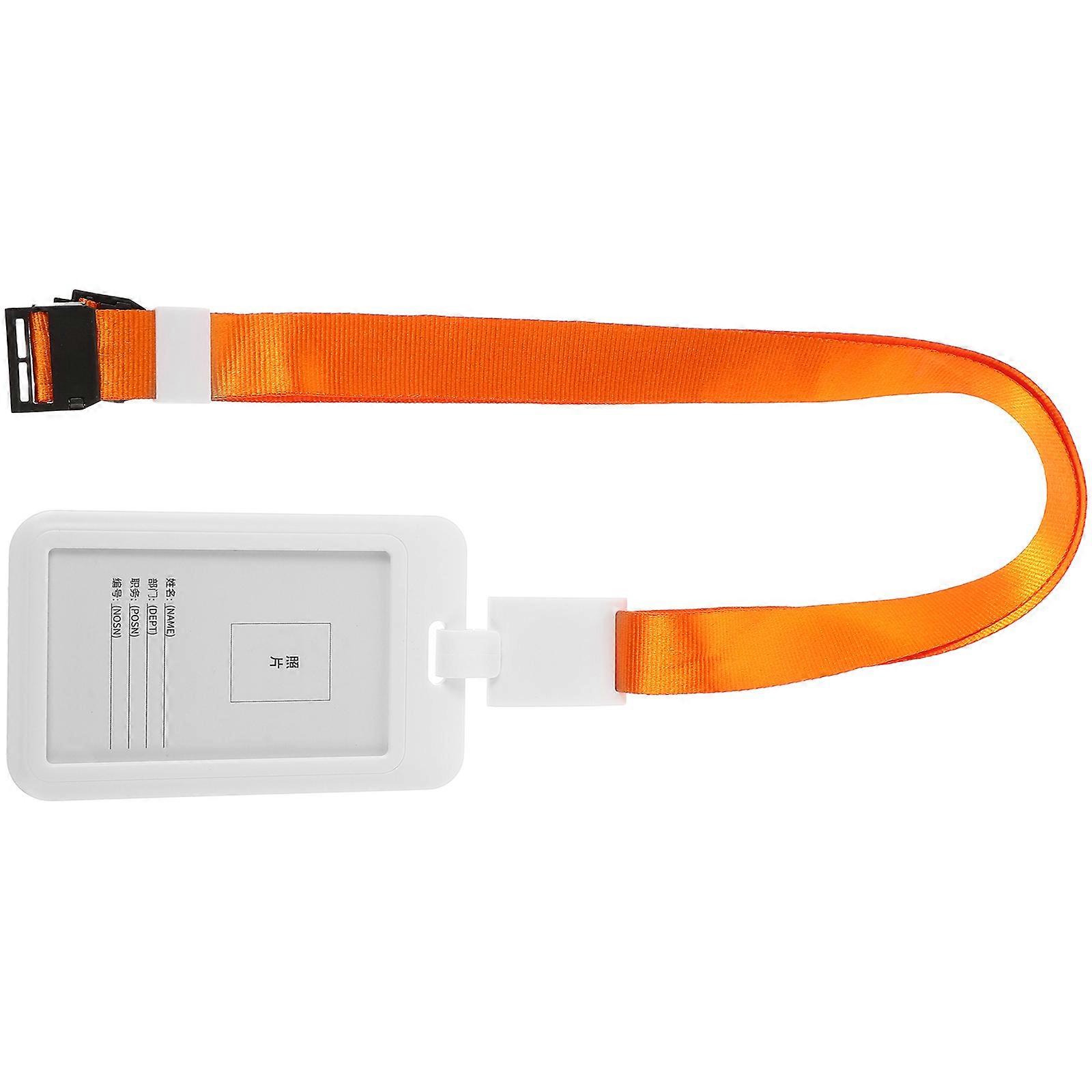 Orange Plastic ID Badge Holder with Retractable Lanyard for Easy Employee Identification in Work Settings
