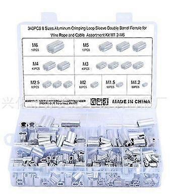 1 Set Aluminum Crimping Loop Sleeves - Different Size Double-hole Barrel Cable Crimp Ferrule for Wire Rope Construction Stage Setup