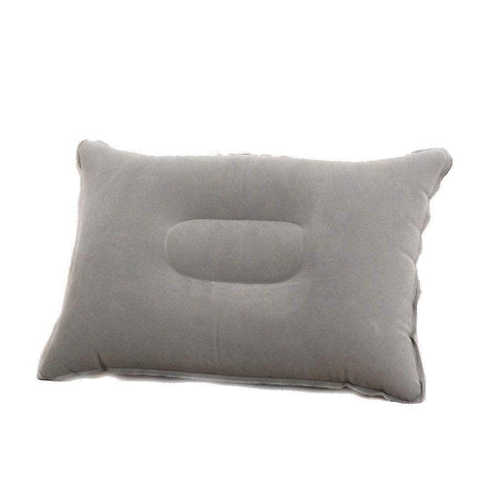 Outdoor Portable Folding Inflatable Pillow - Double-Sided Flocking Mini Travel Pillow For Camping Plane Office Kamp Grey