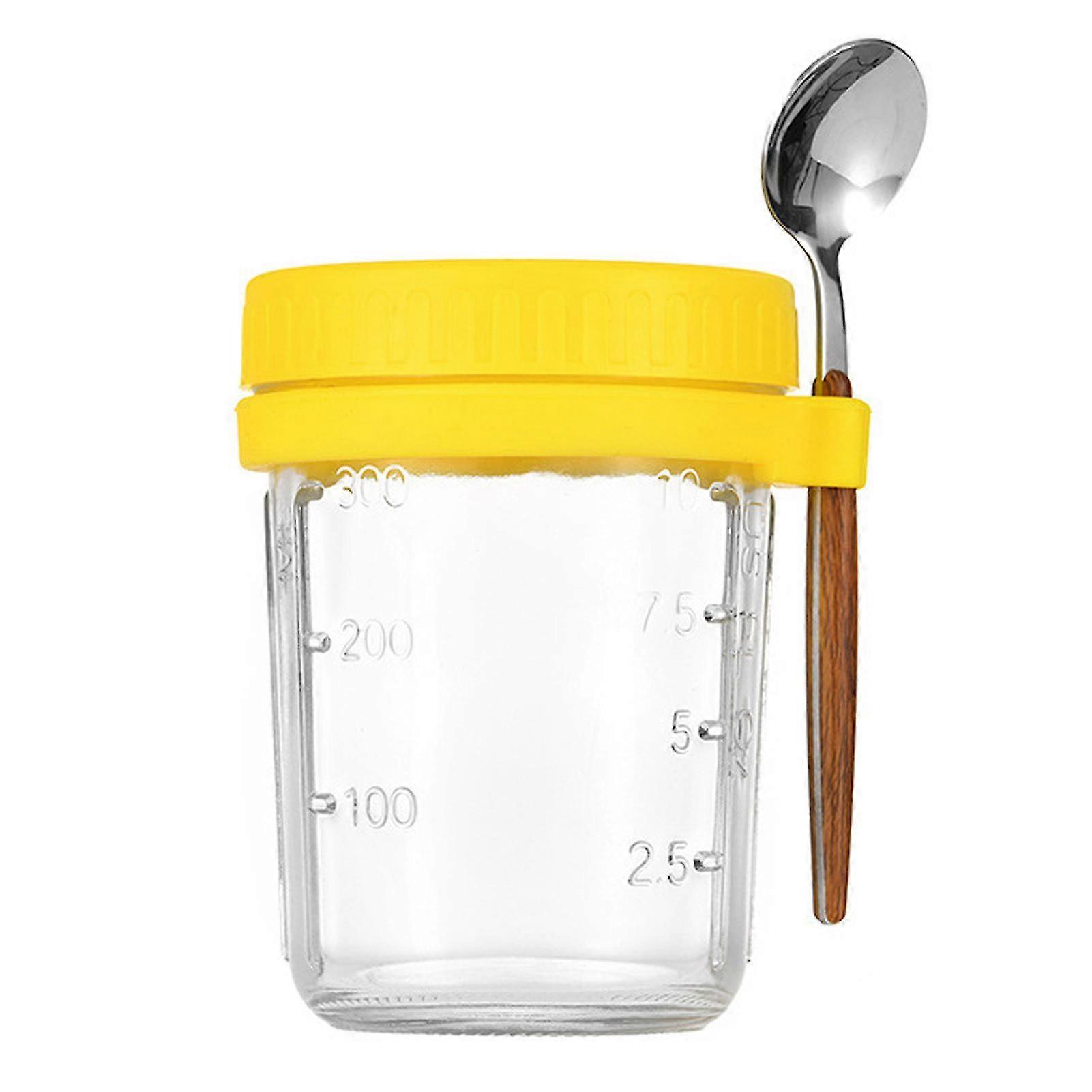 350ML Overnight Oats Cup with Spoon And Lid Leakproof Glass Breakfast Container for Oatmeal Salad Yogurt Eco-Friendly Reusable Cup 2025