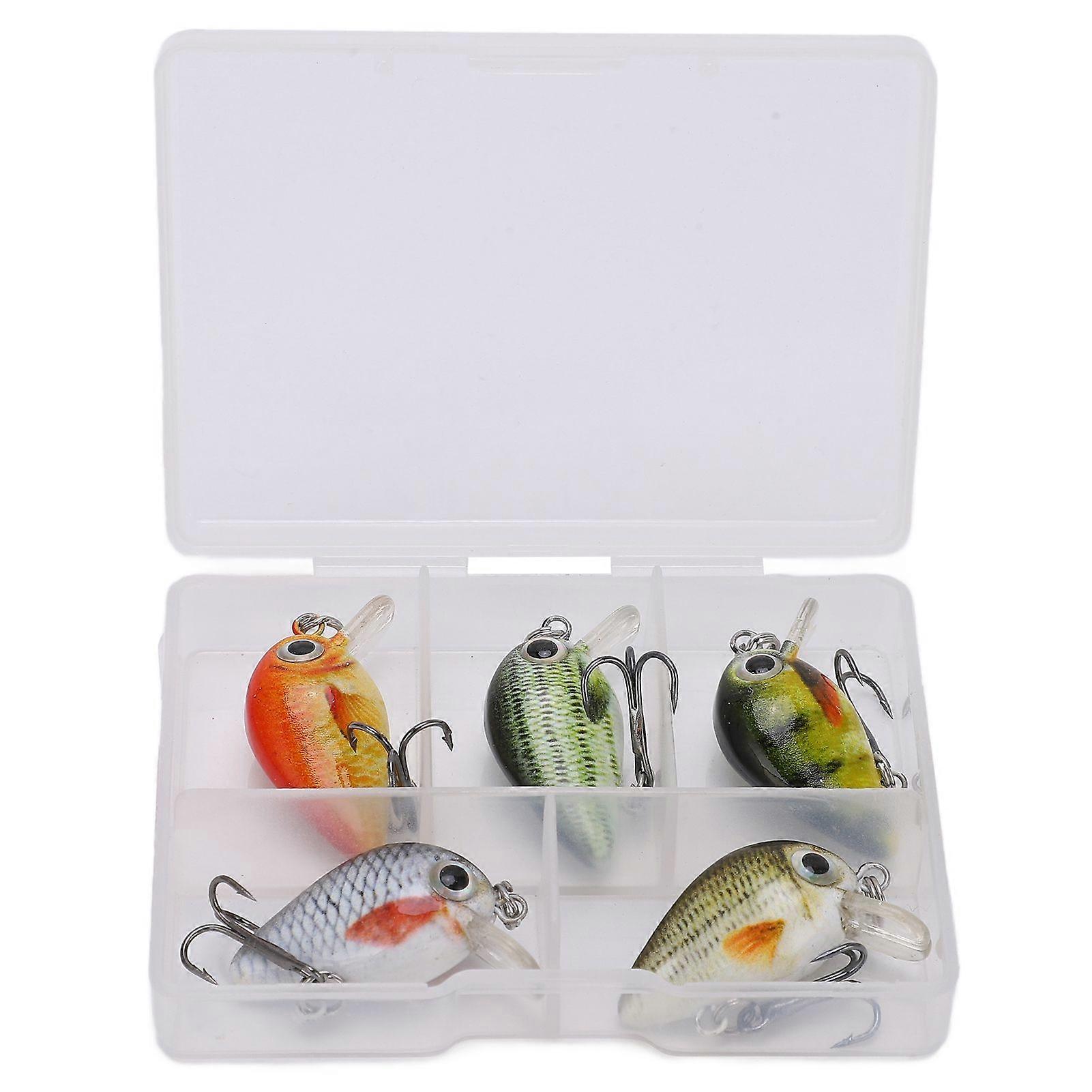 5 Pcs Mini Fishing Lures Crankbait Realistic Fishing Hard Baits Kit with Box for Sea Water and Fresh Water