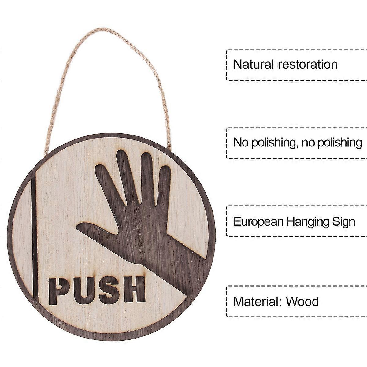 Wooden Pull Sign Push-and-Pull Door Sign Indicator Function 1Pcs Home Use