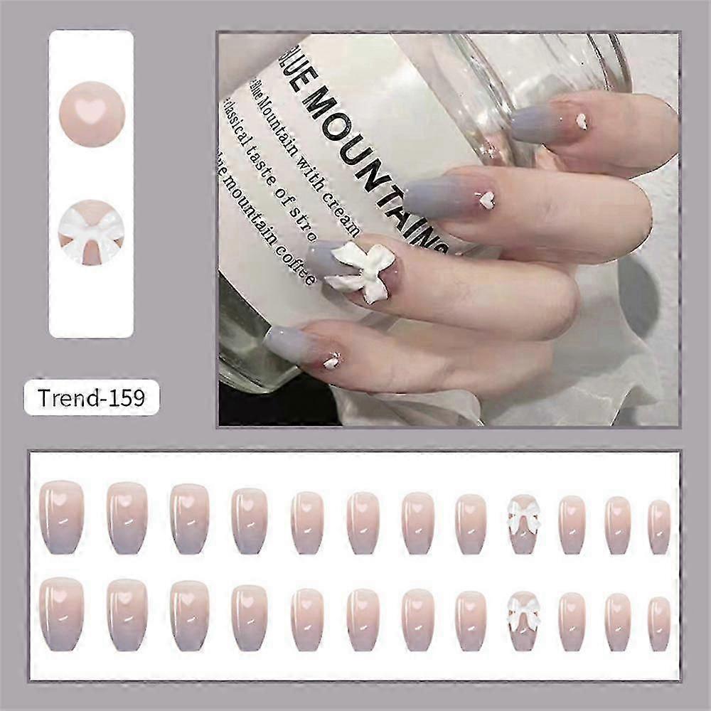 24 Pcs False Nail Art Decoration Set Finished Manicure Patch Press On Nails Nail