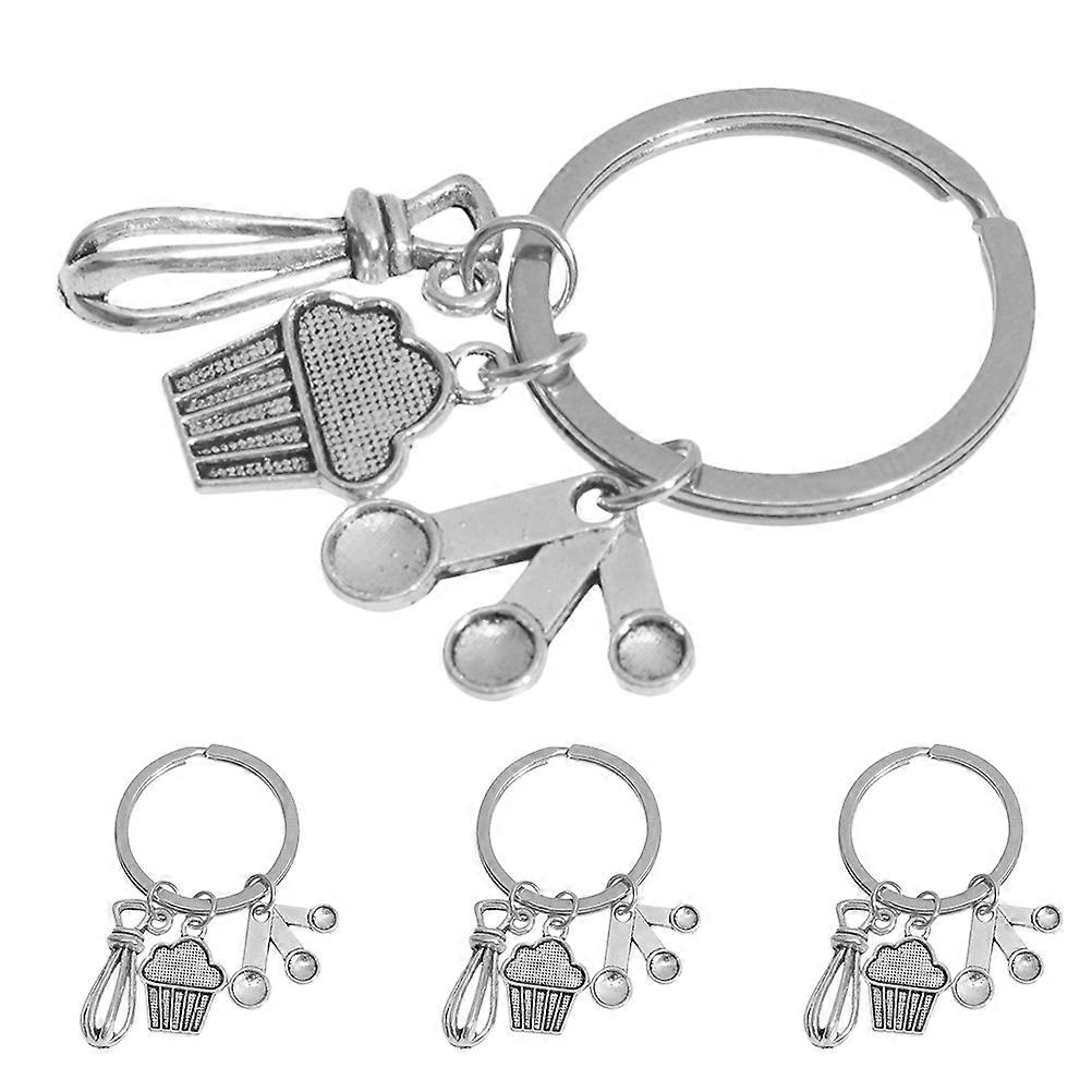 Baker Keychain Silver Alloy Creative Portable Chef Keychains for Culinary Use 8Pcs