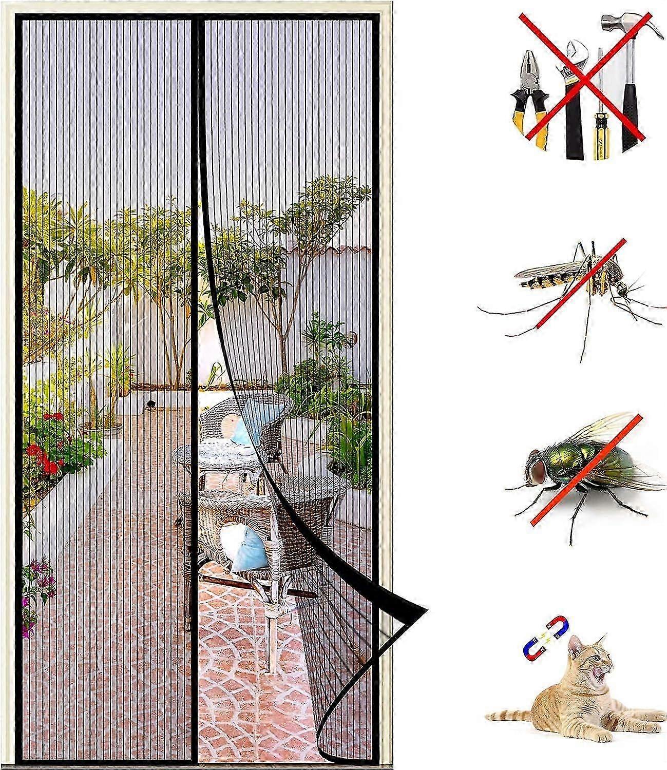 Magnetic Door Window Screen 180X220cm, Self-Adhesive Mesh Insect Screen, Anti Mosquito Magnetic Curtain Automatic Closure, No Drilling, For Window Doo