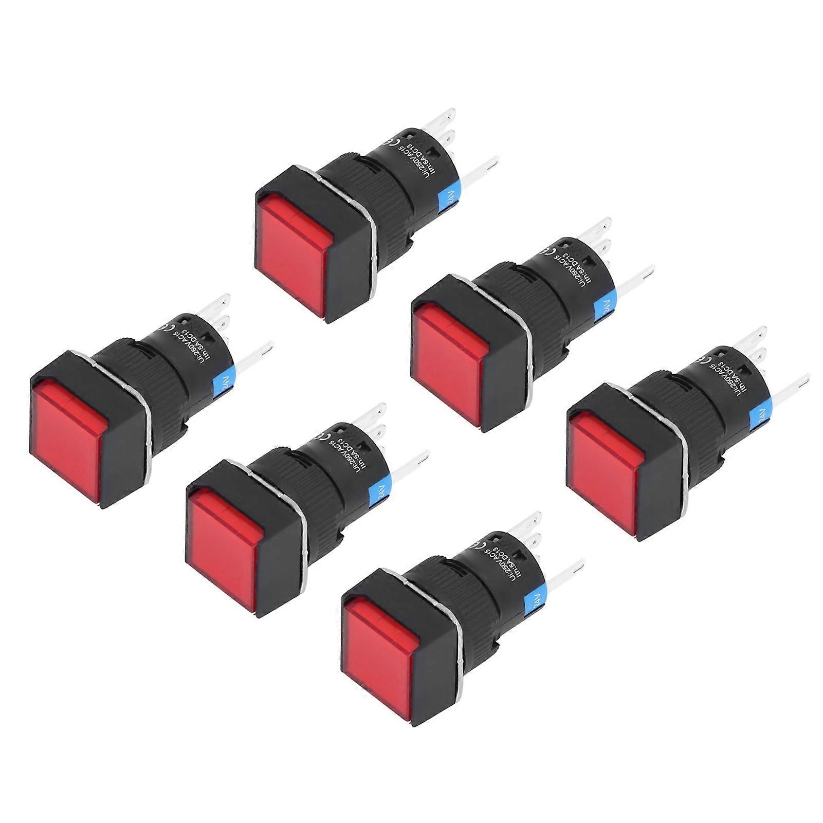 25PCS BEM-LA16-11DS-F 16mm 24V 5A Red Self-Locking Push Switches