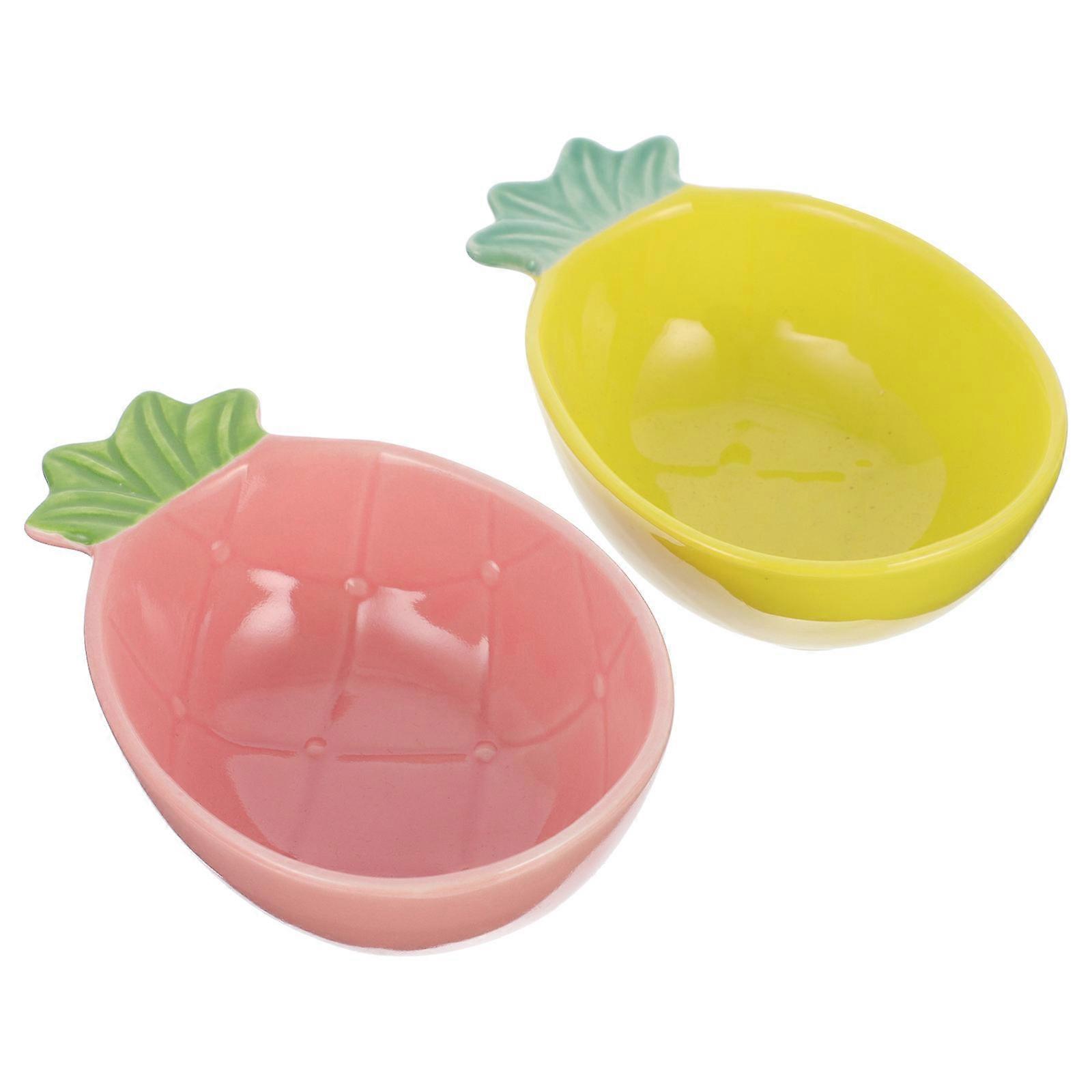 Ceramic Pineapple Shape Sauce Tray for Condiment Use 2Pcs