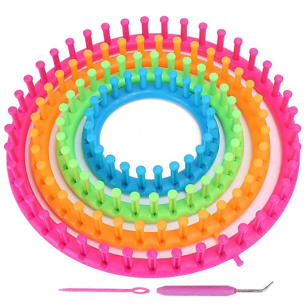 Round and Circular Knitting Loom Kit with Hook, Needle and Pompom Scarf Making