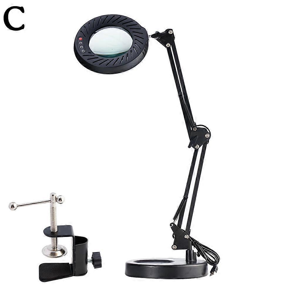 Magnifying Light with Stand 10X Magnifier 10 Dimmable Brightness 5 Color Modes Flexible Arm for Crafts Repair Reading