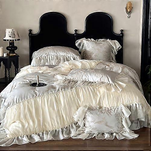 Bedding Comforter Set King Size Includes Fitted Sheet Soft Microfiber Silky Ruffle Pattern