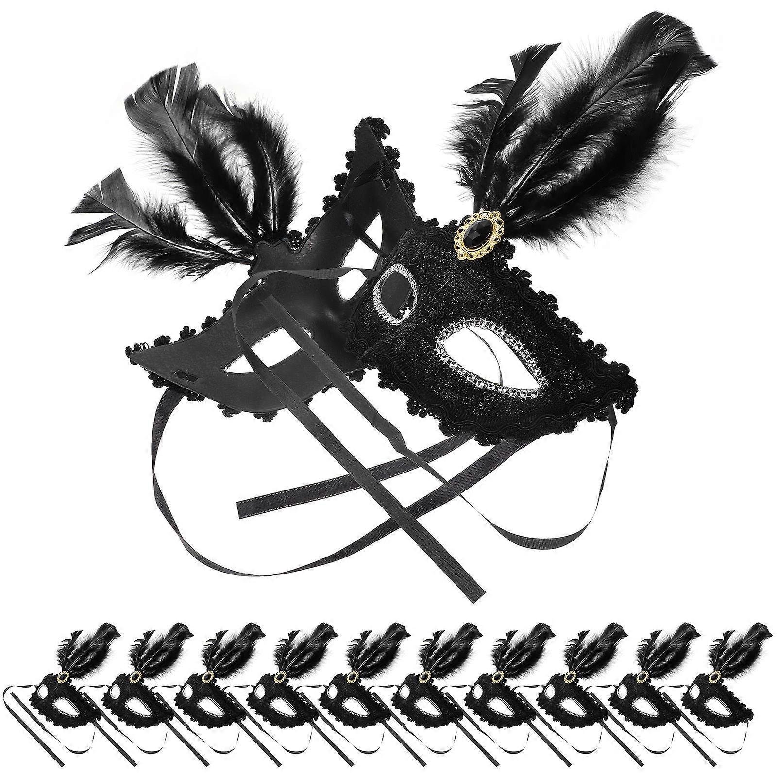 Mask Black Half-Face Costume Masks for 12Pcs Masquerade Parties