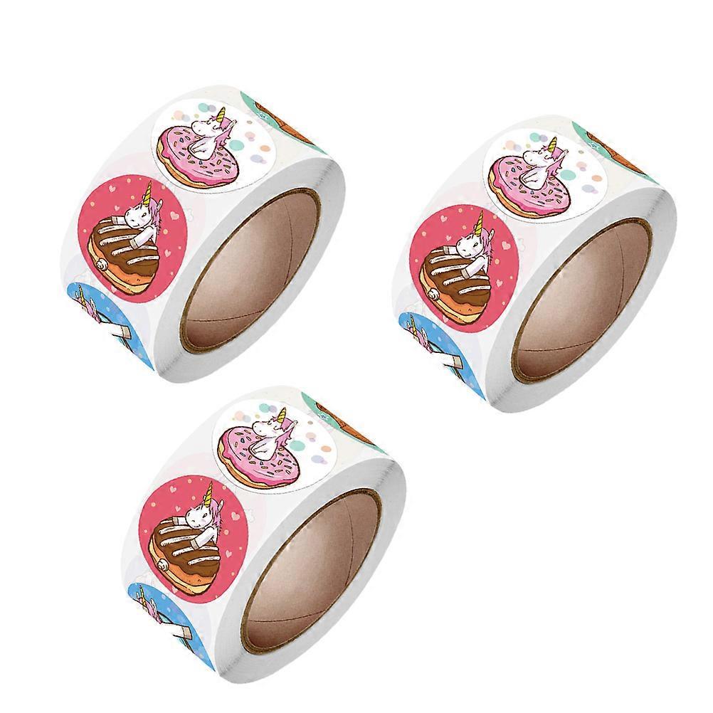 Self-Adhesive Paper Stickers Reward Stickers for Adornment 3 Rolls