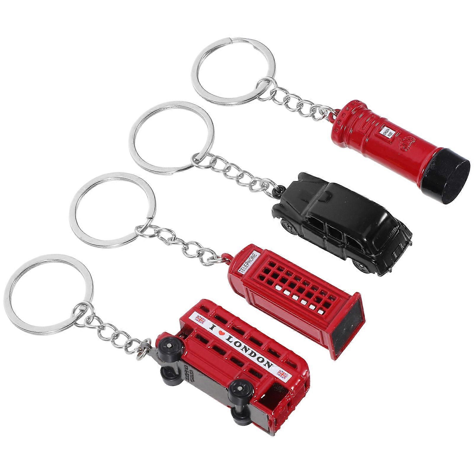 12 Pcs London Themed Keychain 3D Model Taxi Mailbox Accessory Perfect For Tourists Assorted Color Car Pendant
