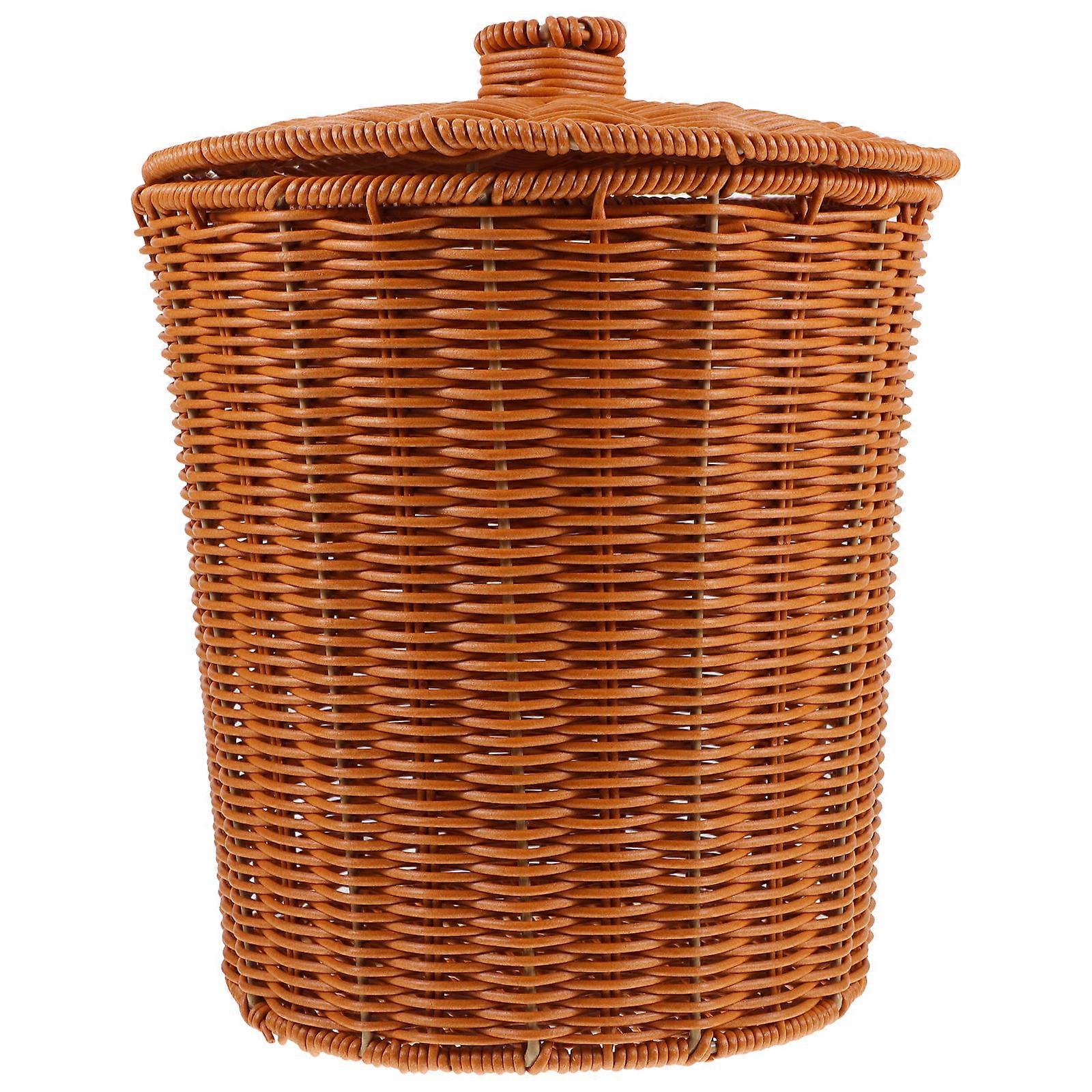 Natural Waste Basket With Lid Rectangular Storage Container For Hotel Use 28.00X23.50X23.50CM Plastic 1 Set