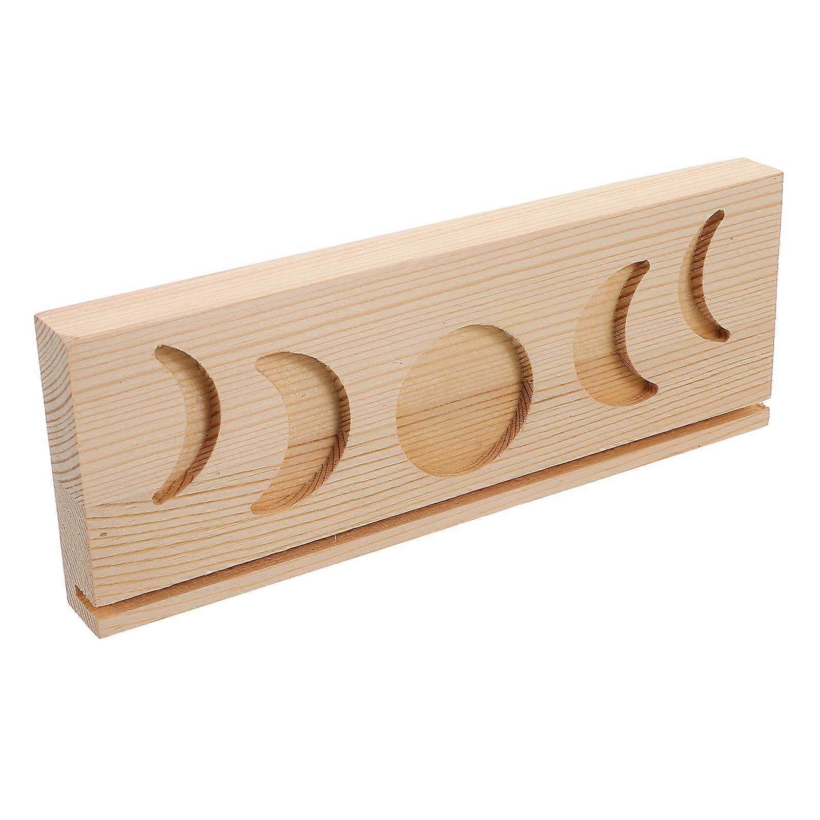 Wooden Tarot Card Stand 5Pcs Moon Phase Multi-layer Holder For Divination Practices Easy Assembly Light Yellow