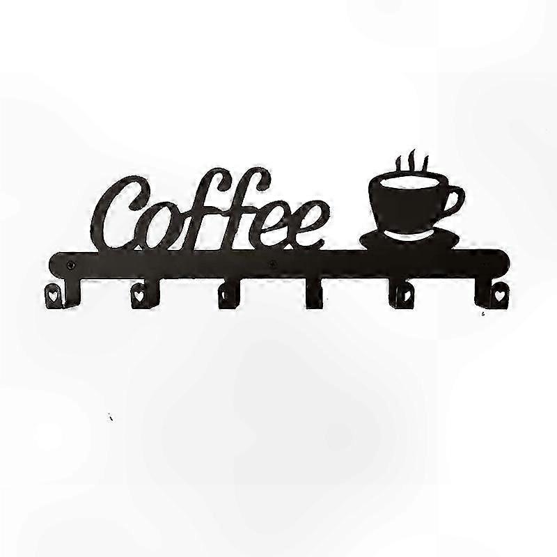 Coffee Bar Decor Sign with Mug Rack and Hanging Display Storage Solution for Mugs and Cups