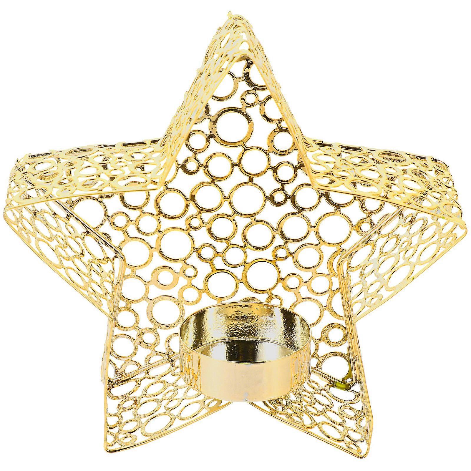 Golden Iron Candlestick Holder for Dining Table 4Pcs Star Shape Decor