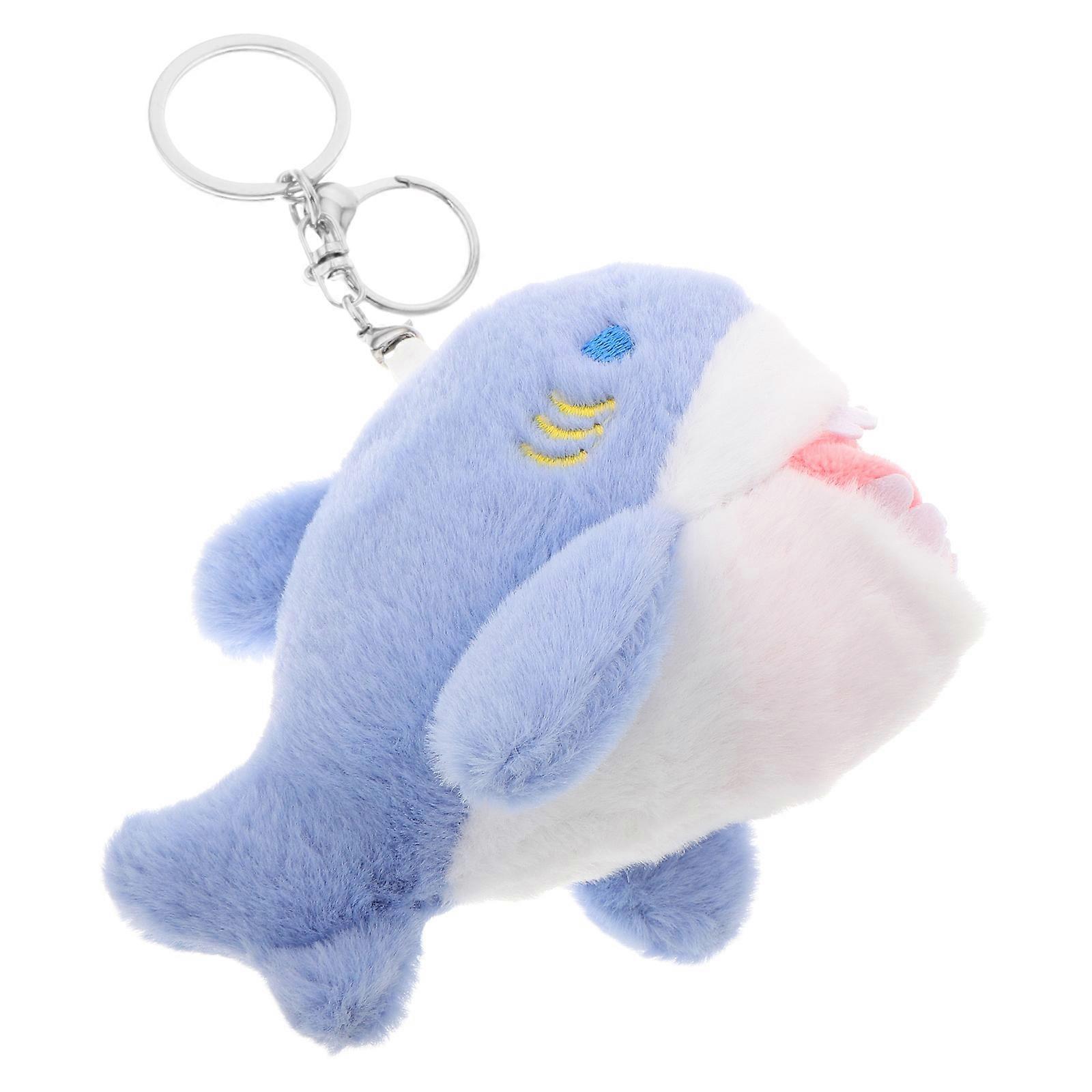 Sea Animal Keyring Shark Plush Keychain Soft Pp -Blue Perfect for Daily Use 1Set