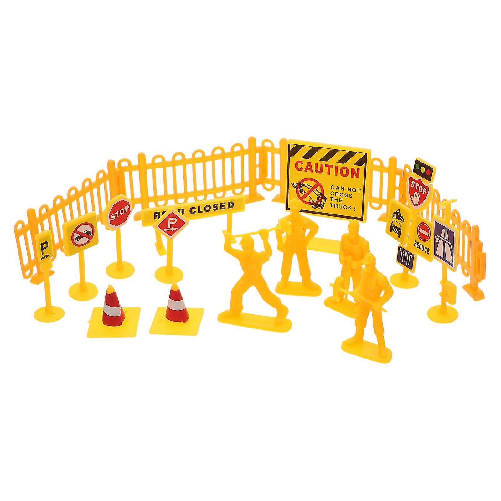 Traffic Signs Playset Toy for Role-Playing with 540Pcs Street Sign Set