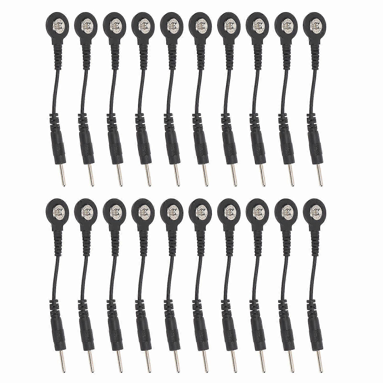 20 Pack Black Snap Electrode Wires for Digital TENS Therapy Machine, 2