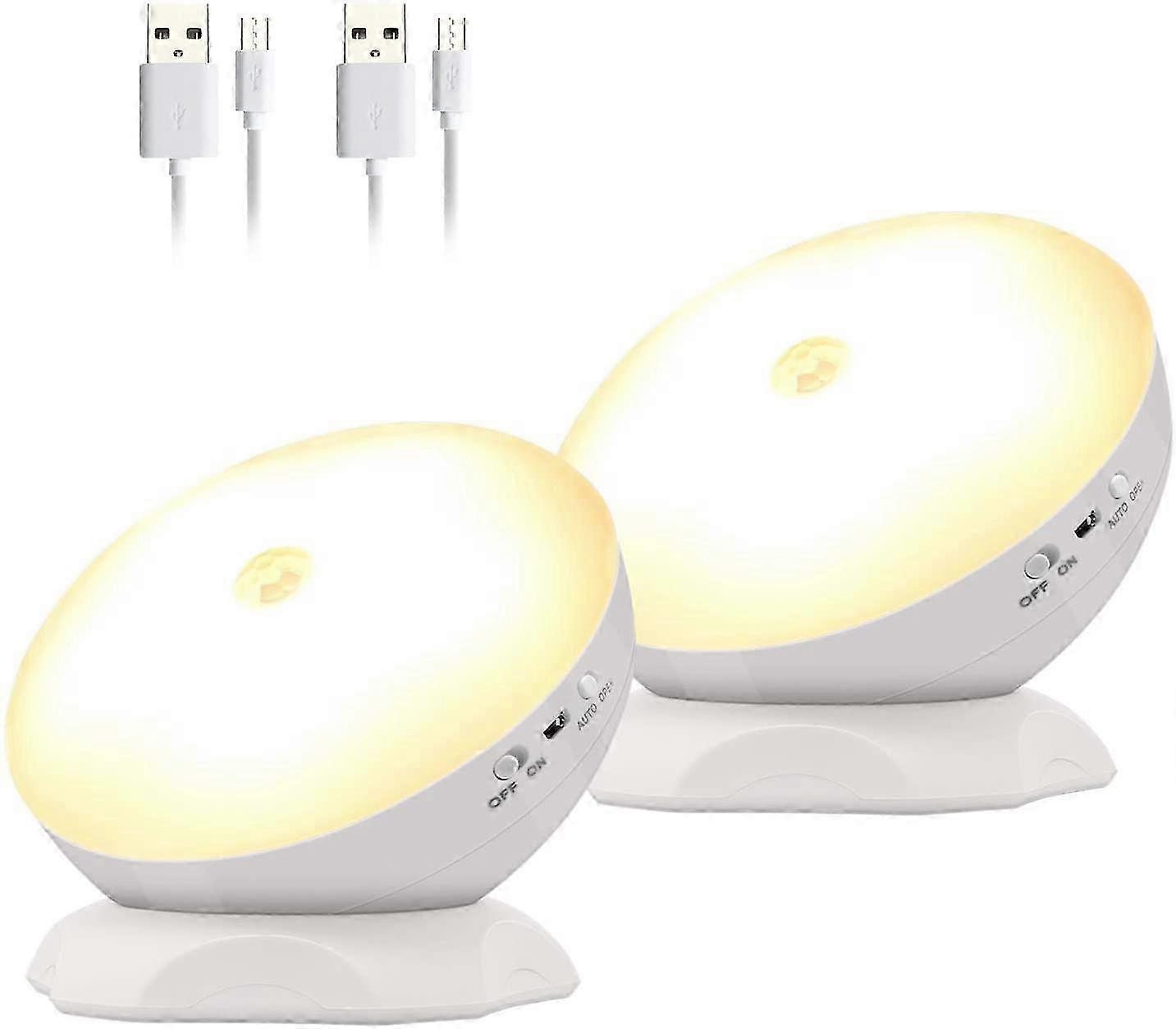 Rechargeable Motion Sensor Light, 360° Rotating Magnetic Light with 3 Modes for Hallway, Bedroom, Bathroom (2-Pack)