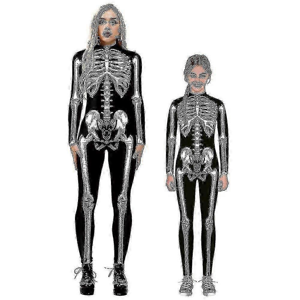 어린이와 성인을 위한 할로윈 해골 의상, 편안한 속옷 점프수트