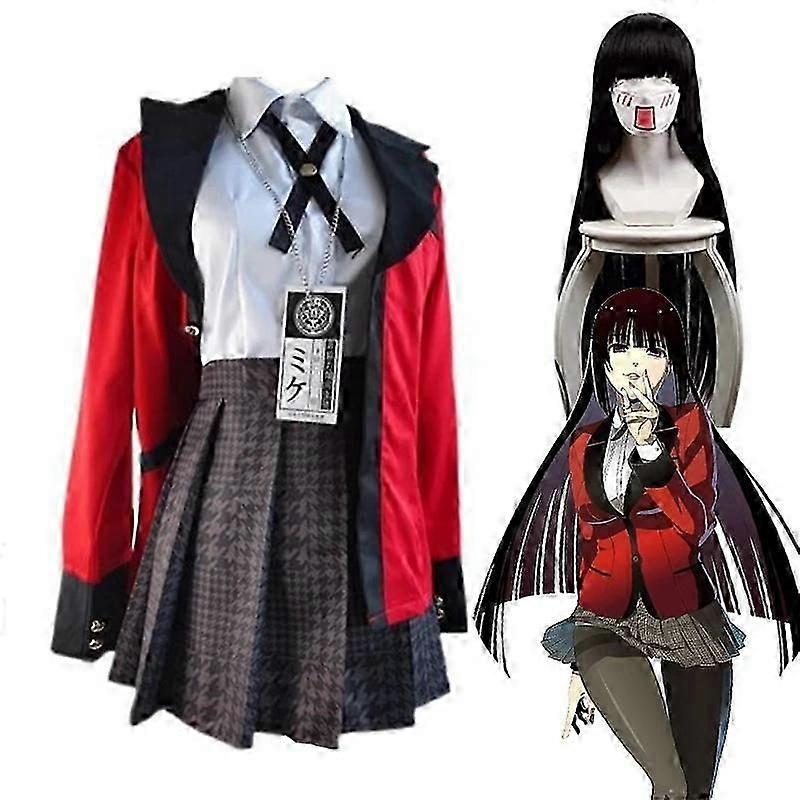 掛グルイ ジャバミ 夢子 コスプレコスチューム ハロウィン さやか 強迫ギャンブラー アニメ 女子高生 プリーツスカート 制服 フルセット