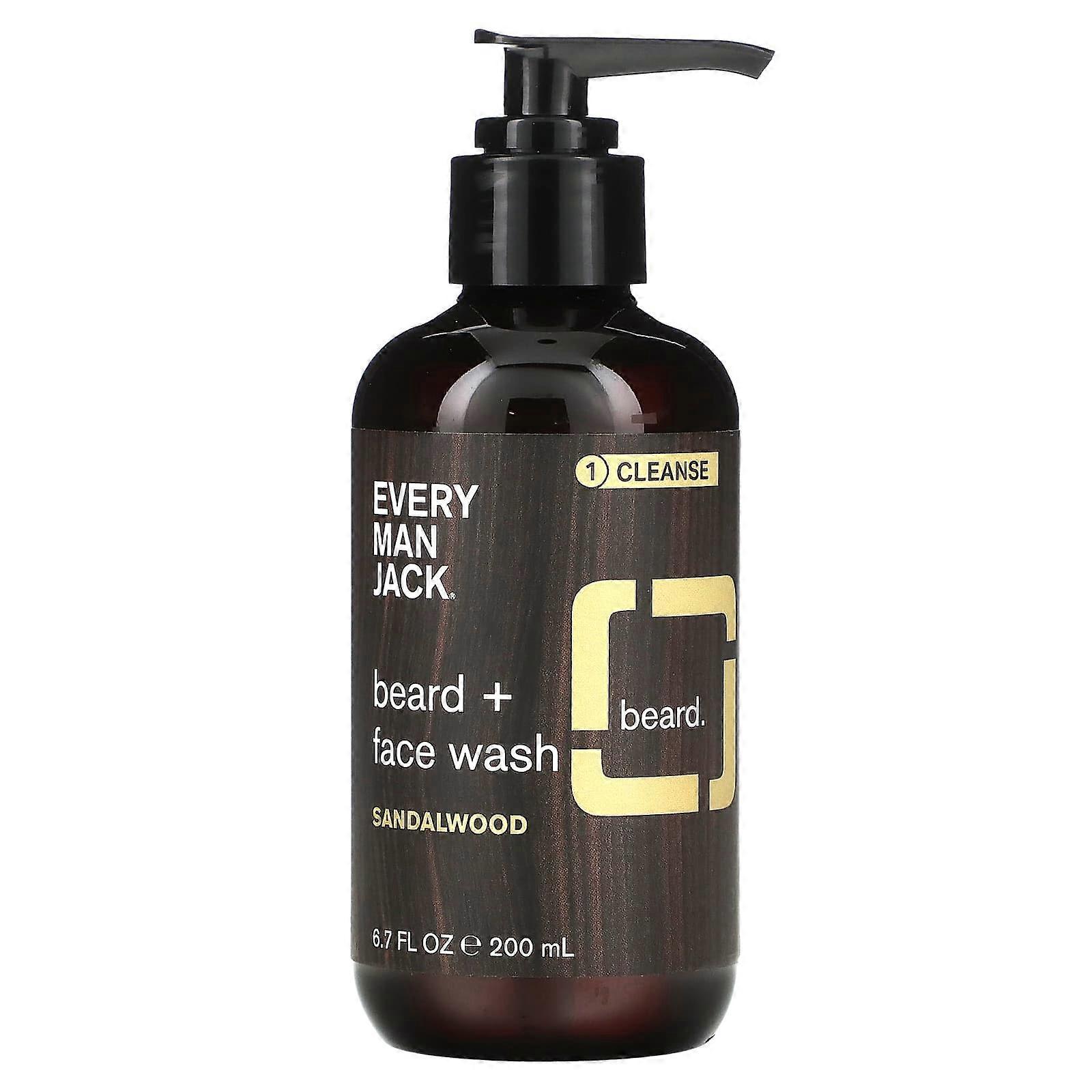 Beard + Face Wash, Sandalwood, 6.7 fl oz (200 ml)