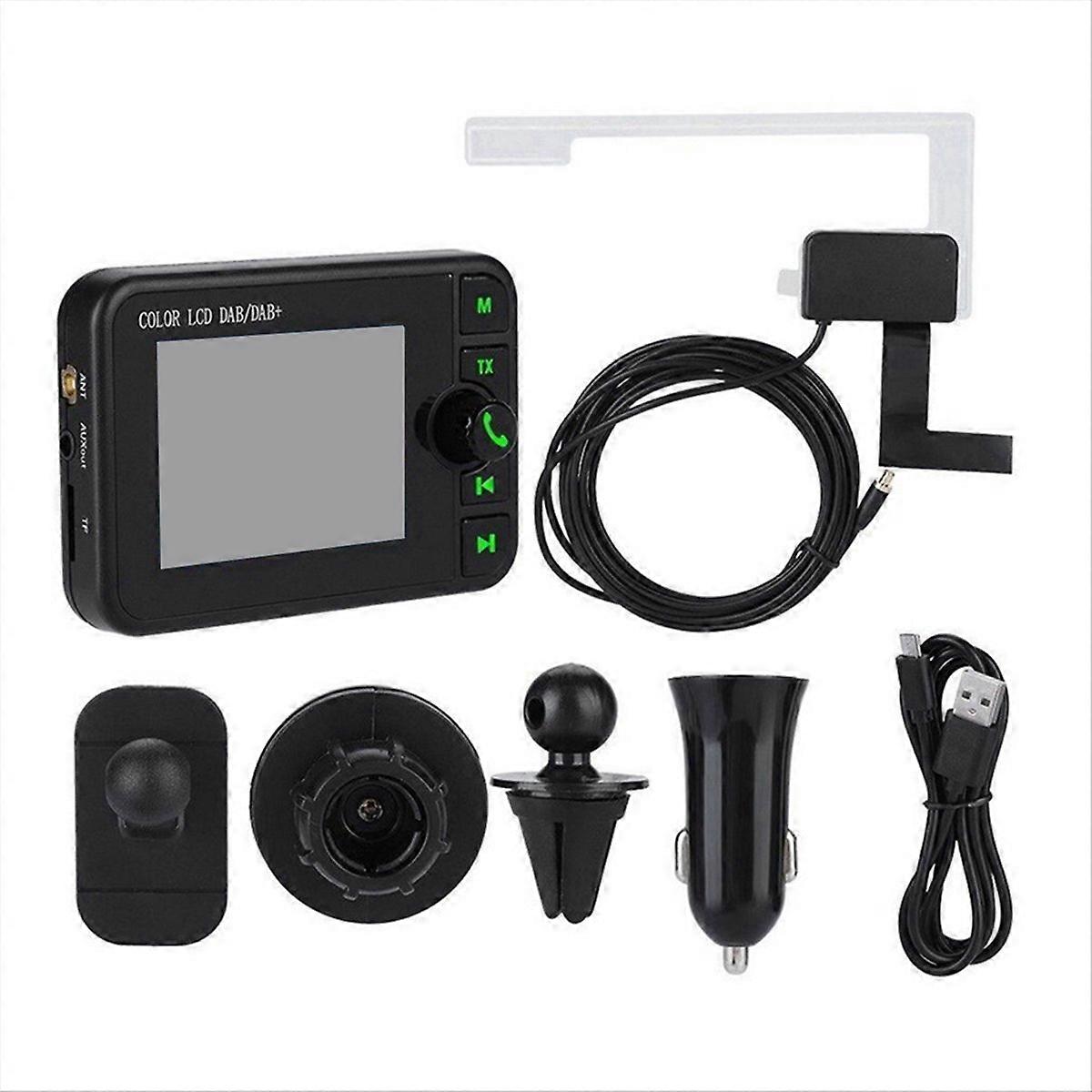 Digital Car DAB/DAB+ Radio Adapter with 2.4Inch LCD, Bluetooth Compatible FM Transmitter, Handsfree Calling for Cars