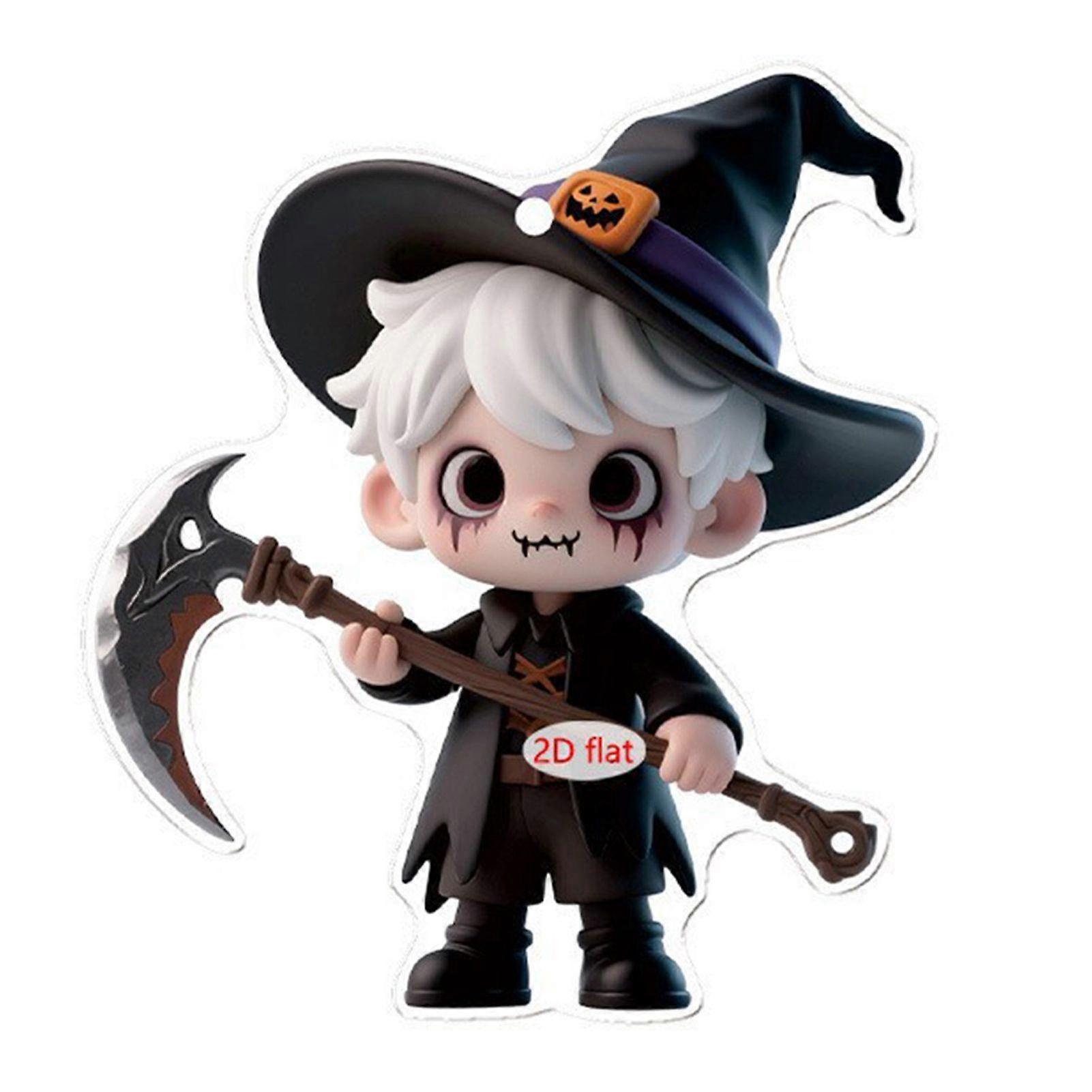 2D Witch Acrylic Pendant Gothic Hanging Decoration Cartoon Witch Halloween Ornament for Backpack Car Keychain Decor