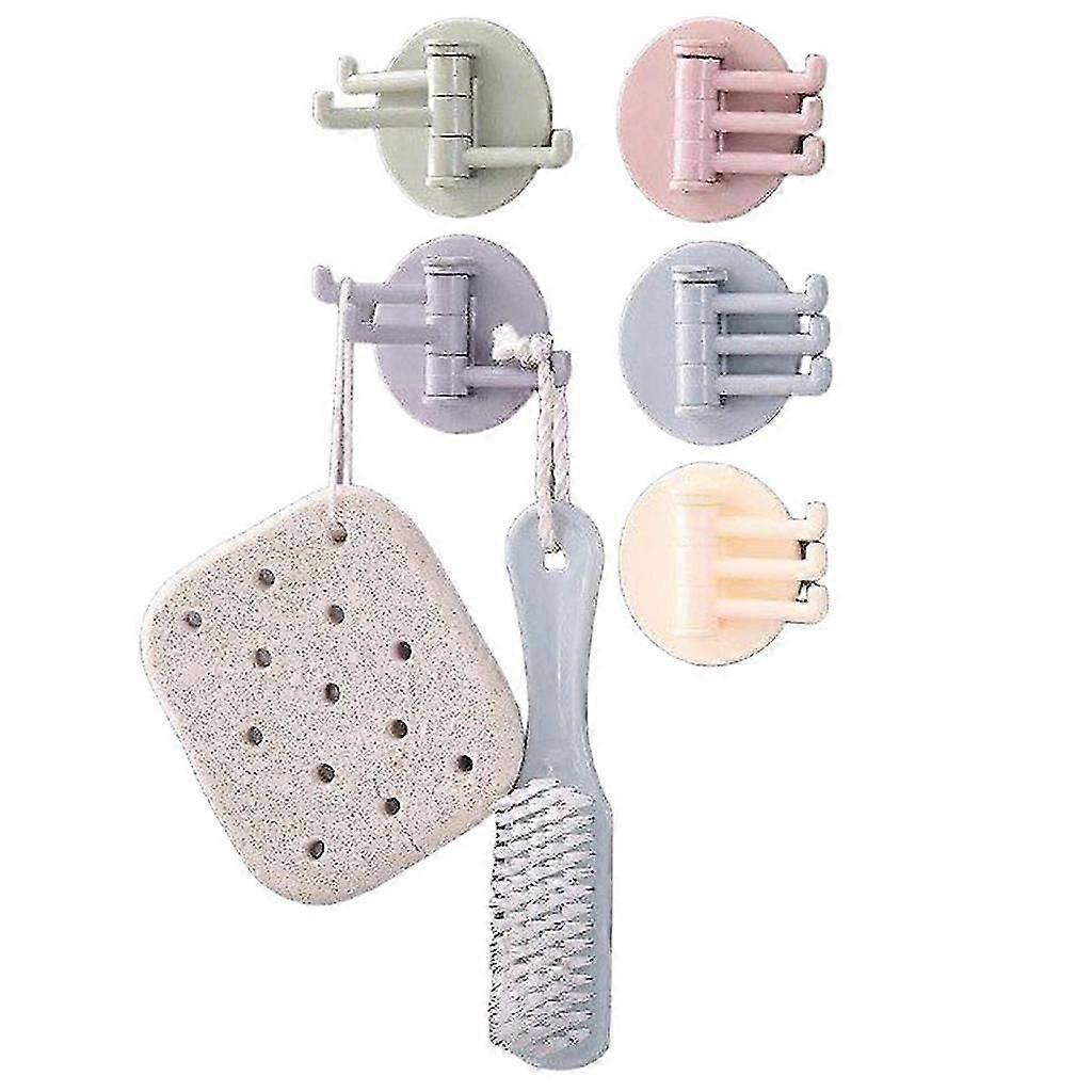 Universal Plastic Towel Hook, 4 pc 3-Split Rotating Holder, Bathroom Door Back Hanger, Universal Hanging Tool