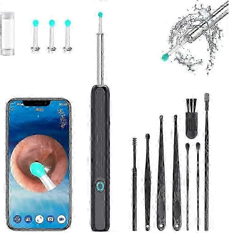 Inabuletwo Ear Wax Removal Tool, Spade Ear Cleaner com câmera de ouvido, 1296P Ear Scope, Earwax Remover Picker com 3 colheres de ouvido, Ear Pick com 6 LED Ligh