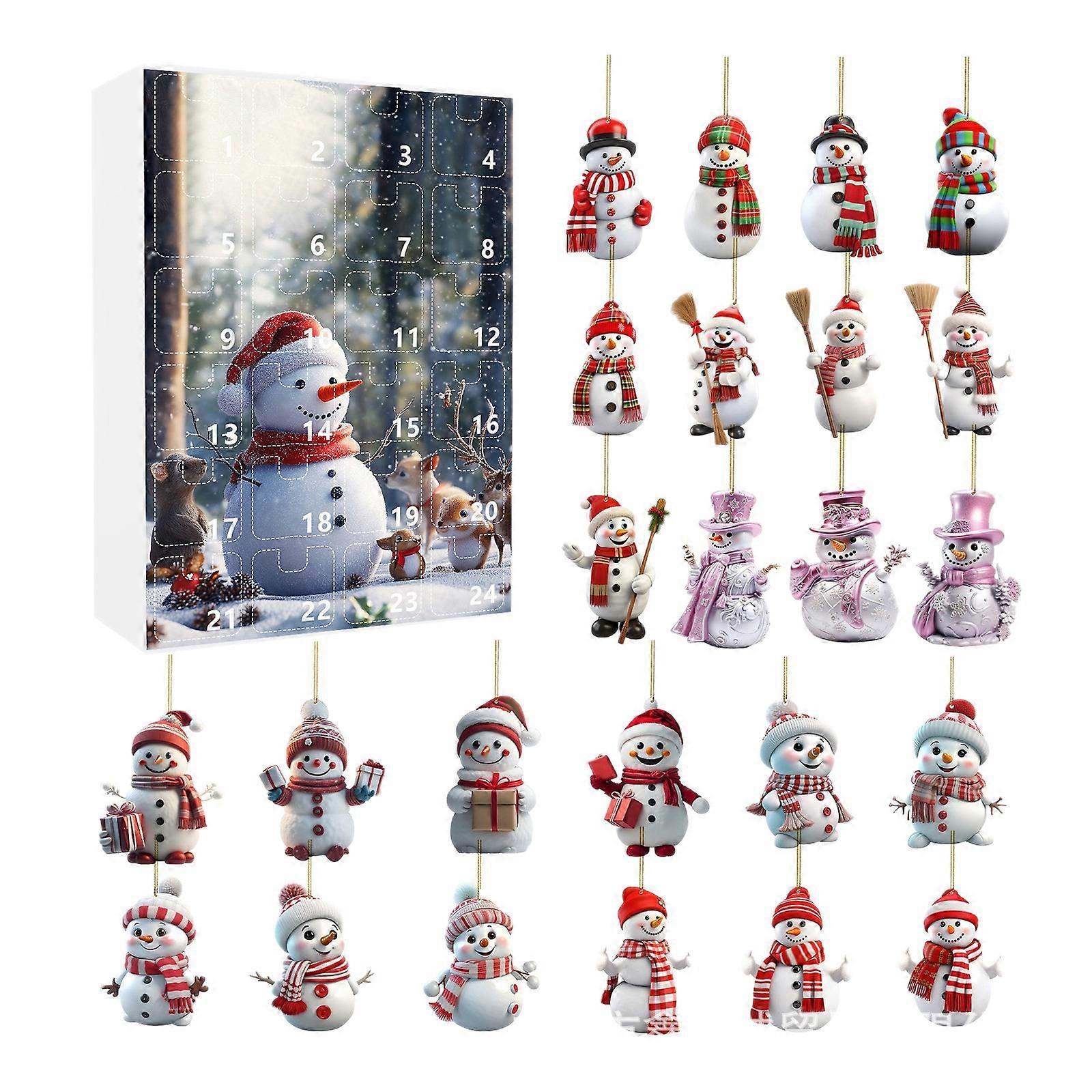 Vianočná odpočítavacia roleta Roztomilý snehuliak Akrylová kľúčenka Ornament Vianočný adventný kalendár Roleta A