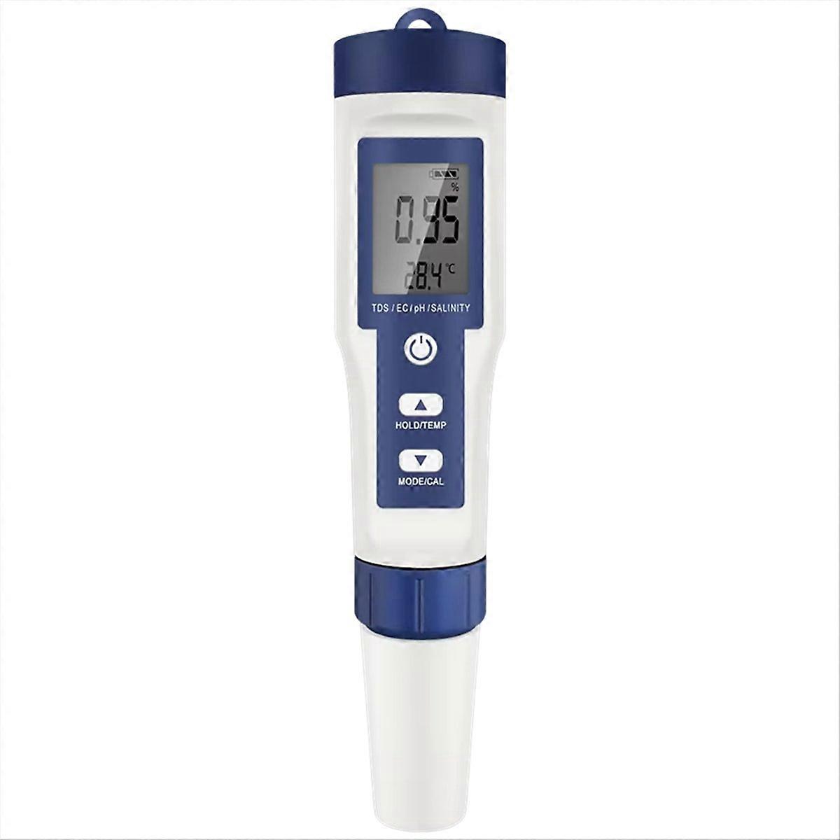 5 in 1 Digital PH TDS EC Meter Pen Salinity Temperature Tester Conductivity Filter Purity with Backl