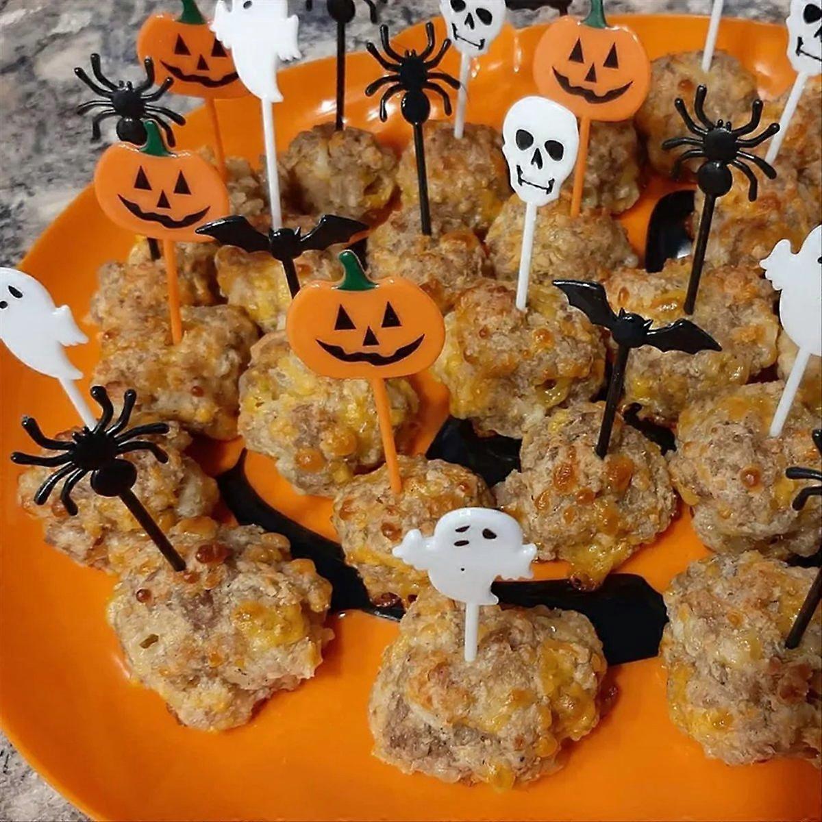 Halloween Toothpick Pumpkin Ghost Bat Fruit Fork Dessert