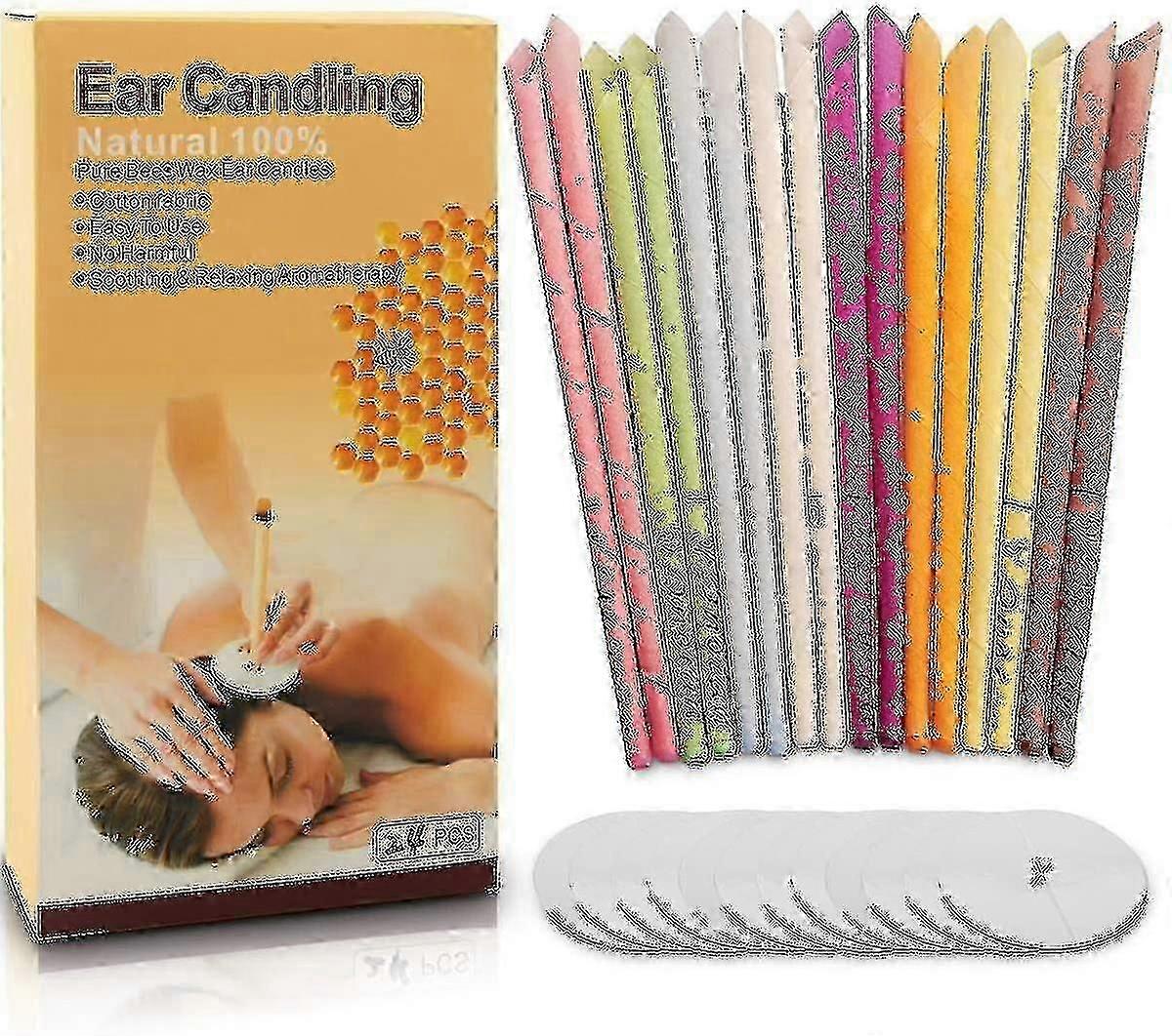 24db Természetes fül gyertyák, méhviasz Hollow Cone Kandling Nem mérgező