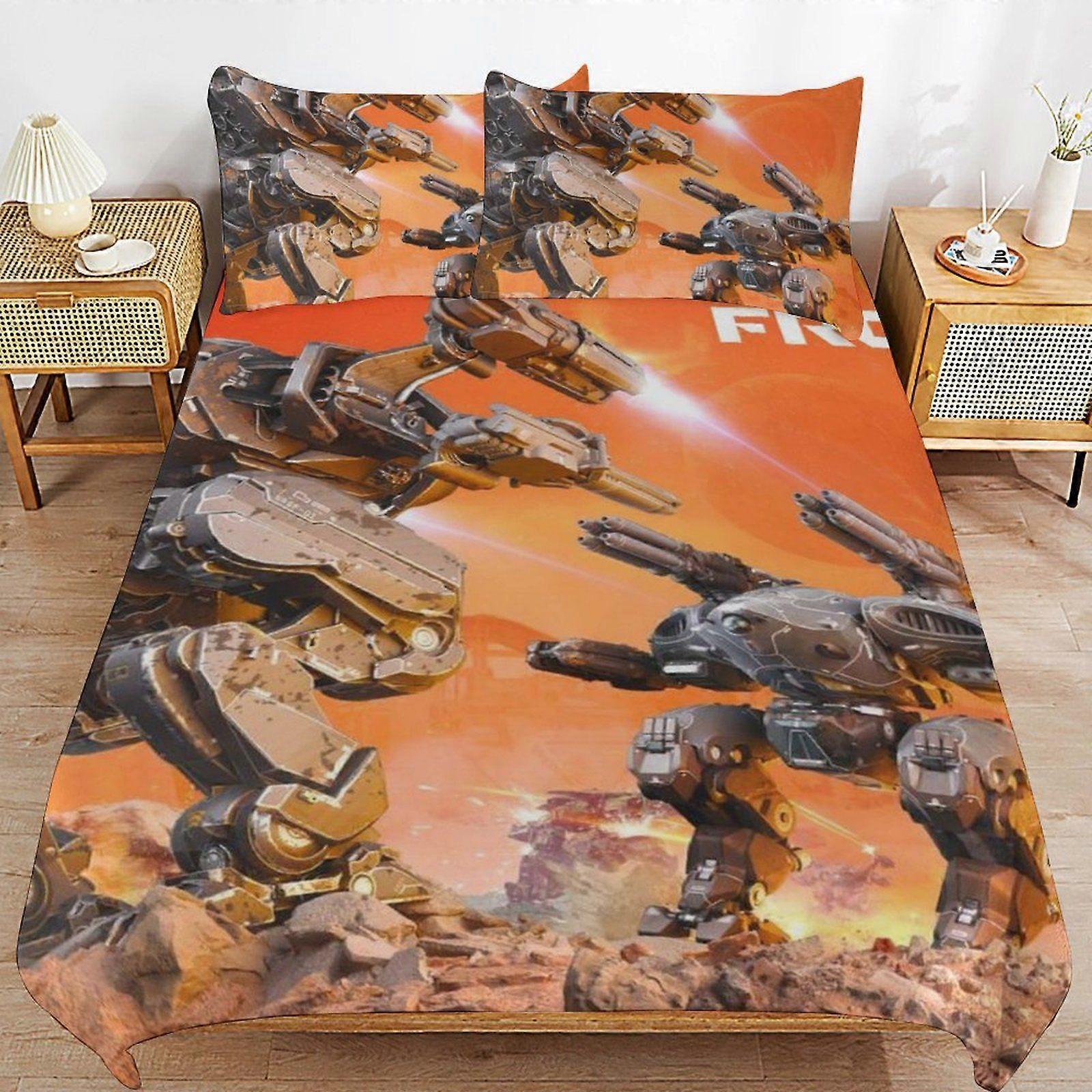 d132 War of the Robots Machine Washable Easy Zip Soft Bedding Support Consistent Layer Duvet Cover Sets Choice b132