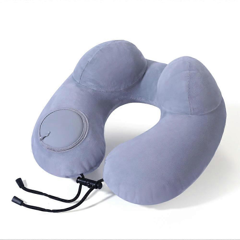 Portable Inflatable UShaped Neck Pillow Model B  Hypoallergenic Soft Polyester Travel Cushion With Press Button