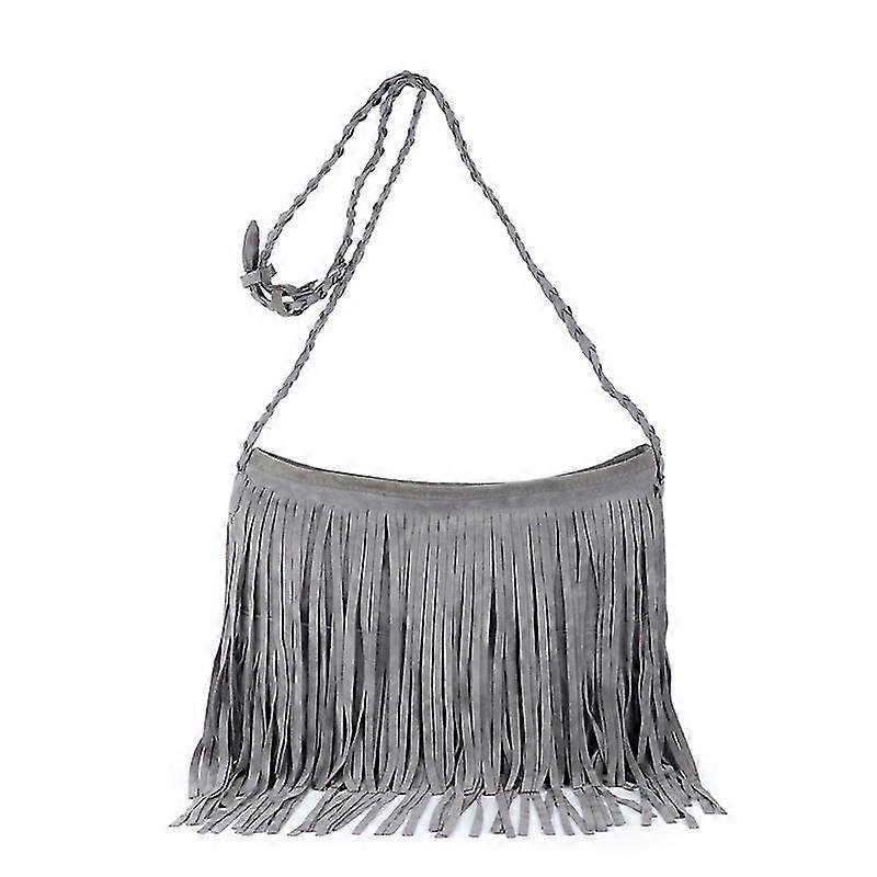 Borsa a tracolla in pelle con frange da donna con cinturino regolabile in maglia Soft Ethnic Style Pu Messenger