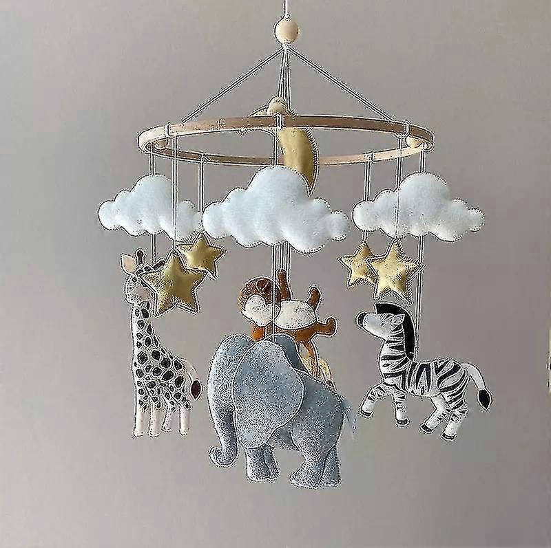 الحضانة ديكور شعر الغابة الطفل المحمول لعبة أفريقيا الحيوانات الغابة موبايل طفل سرير المحمول محايد