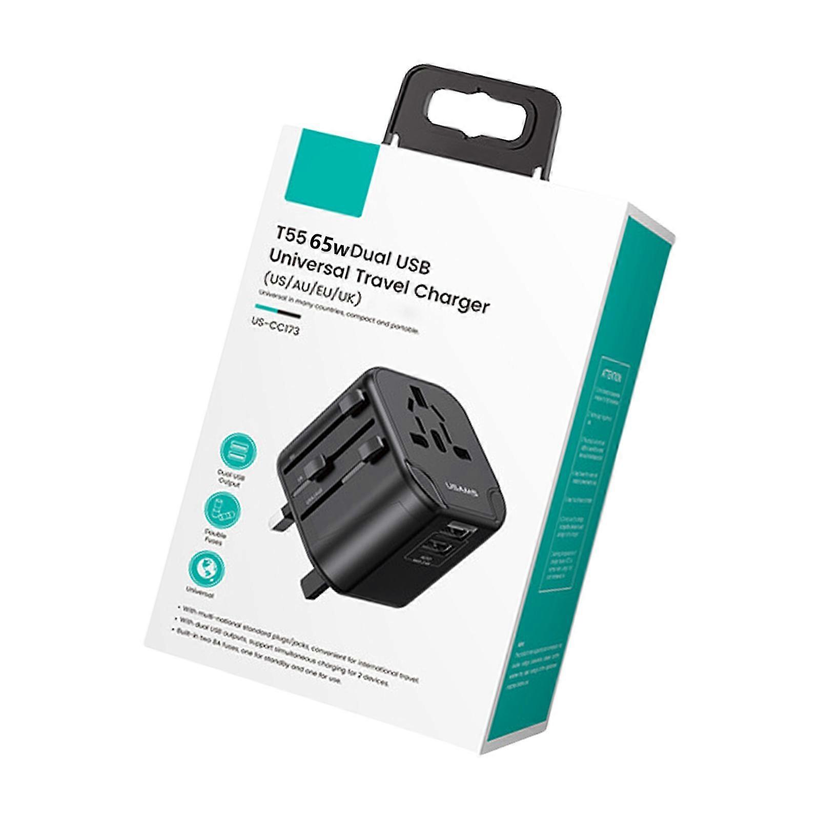 Portable Charging Station 12W/20W/65W Power Delivery for US, Australia, EU, UK Global Use with 2 USB Port Multicolor