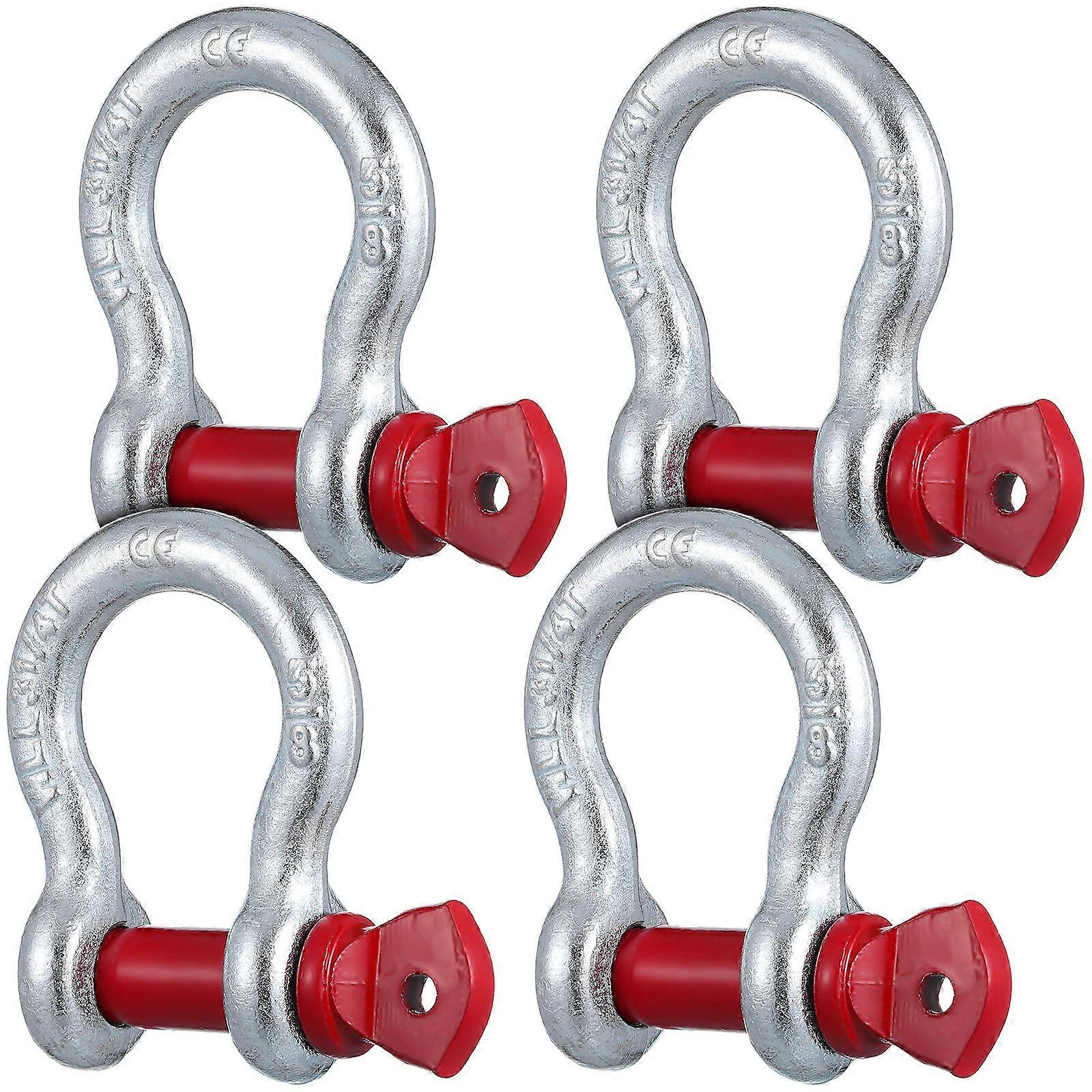 4Pcs D Ring Shackles for Towing Use Bow Type Shackle Heavy Duty Silver