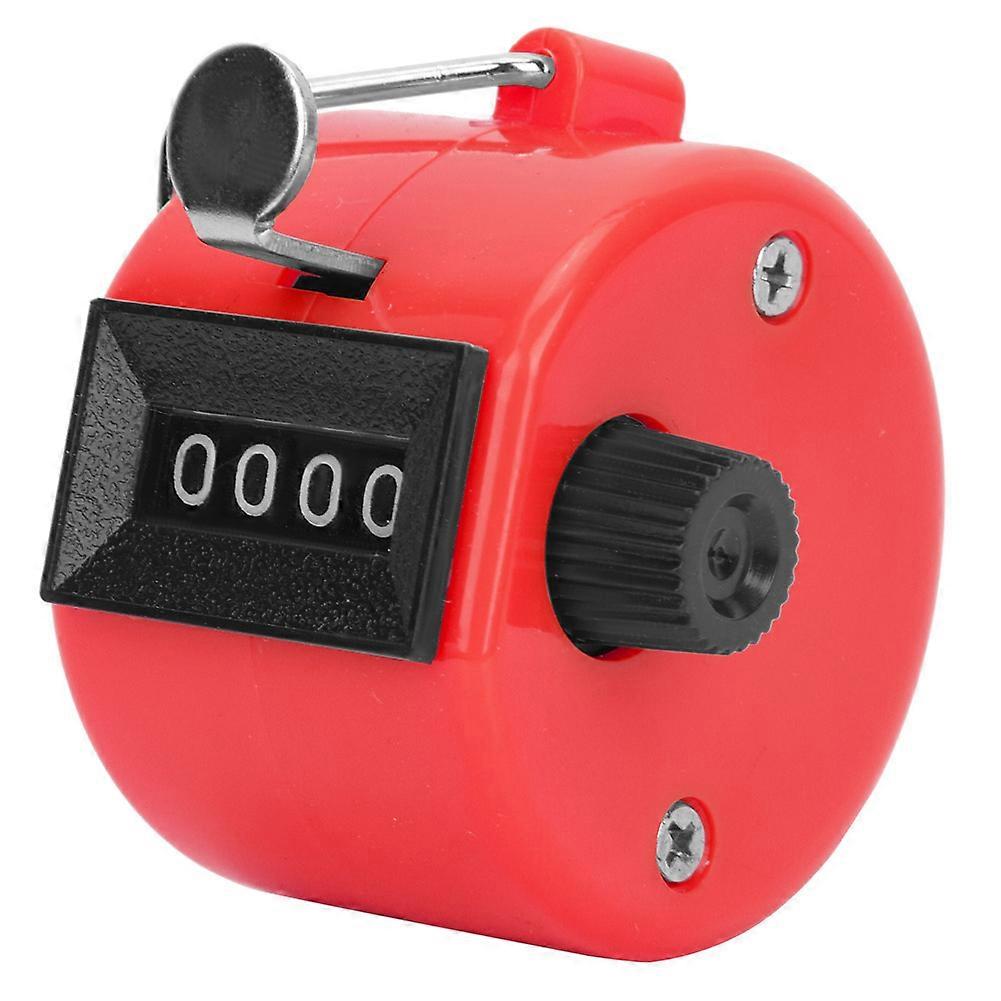BERM Hand Tally Counter 4-Digits Plastic Knob Reset Handheld Counting Tool with HookRed