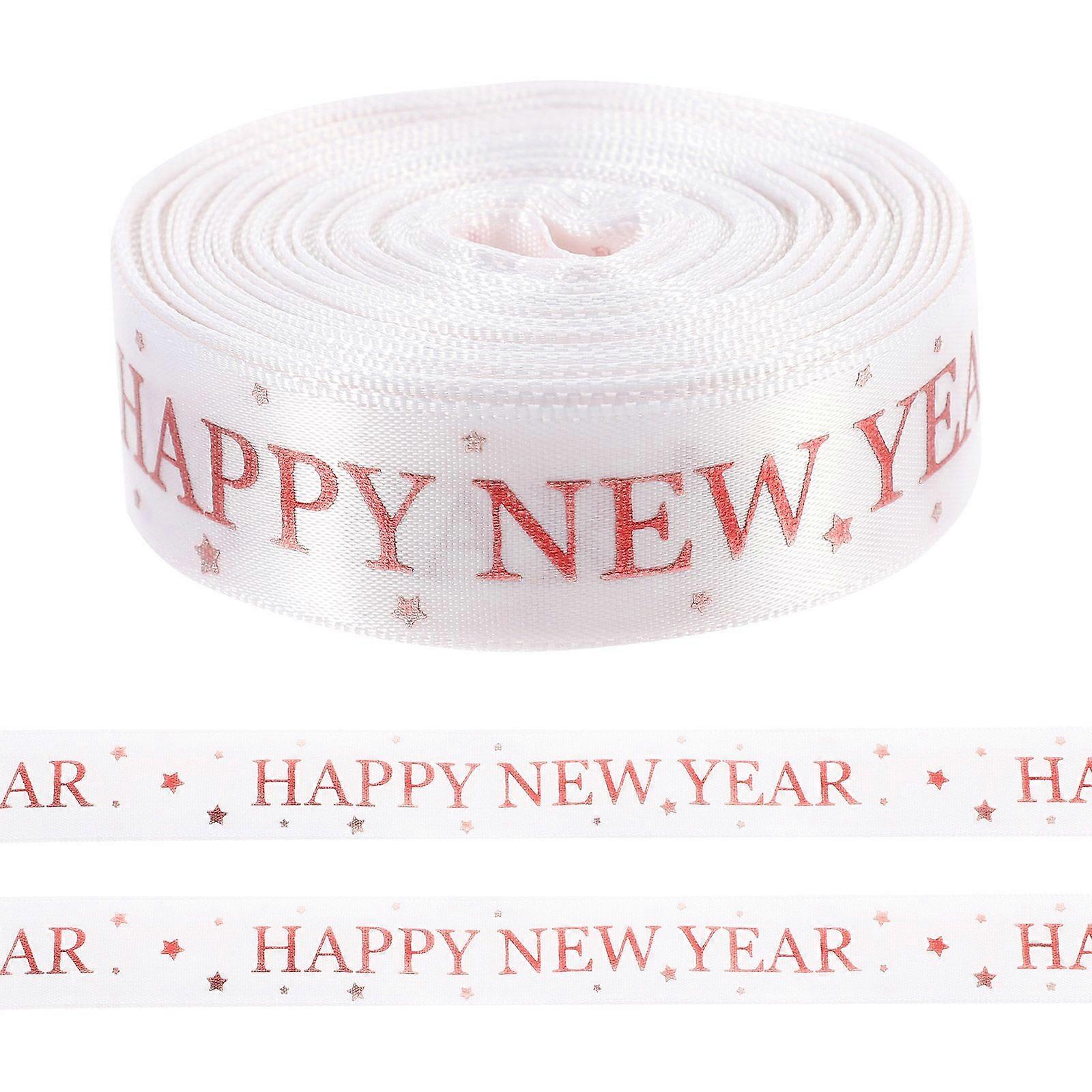 1 Roll of Happy New Year Ribbon Wreath Crafts Making Ribbon Wrapping Ribbon