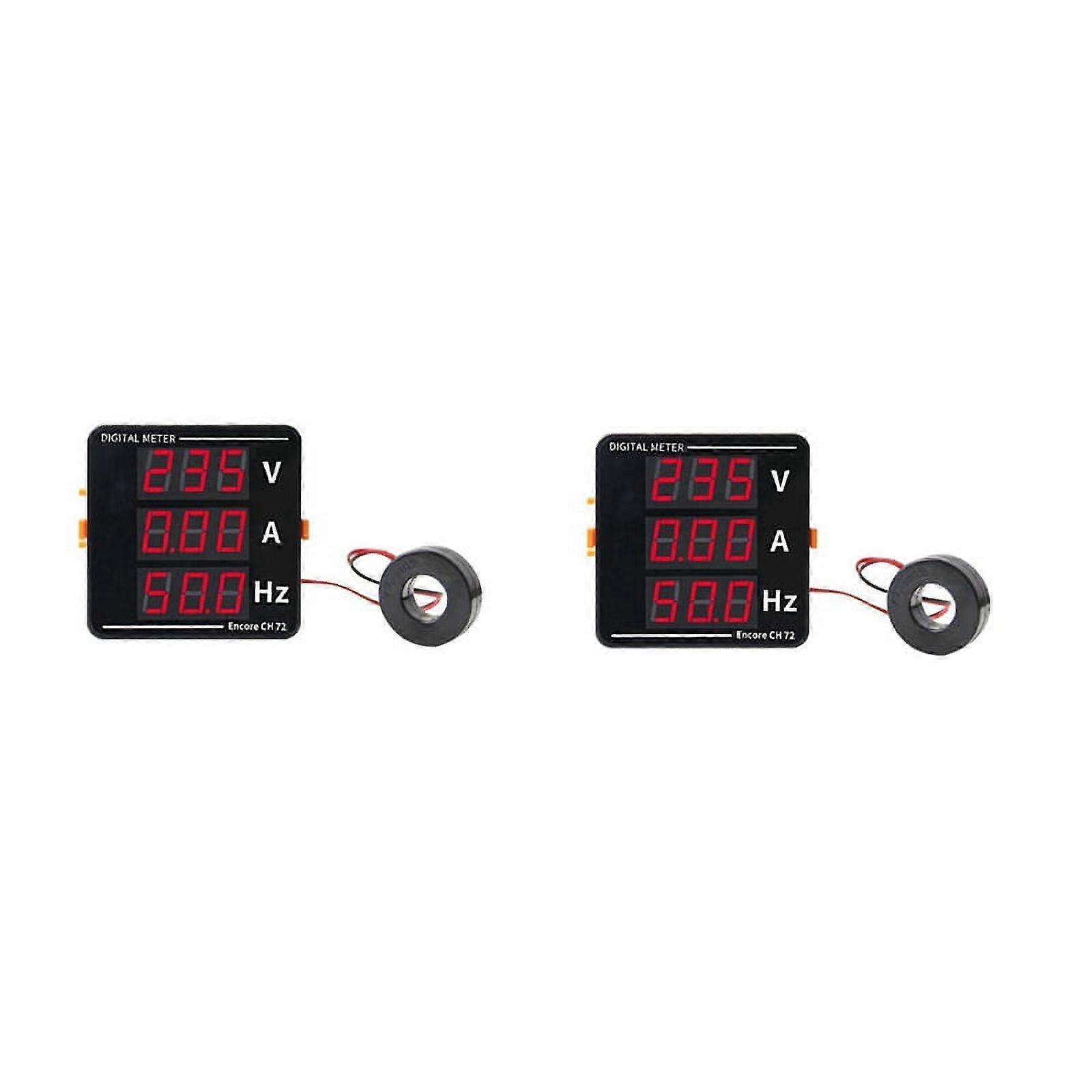 2X AC Ammeter Voltmeter Three Display Current Voltage Frequency Meter AC50-500V AC0-120A 10-99.9Hz