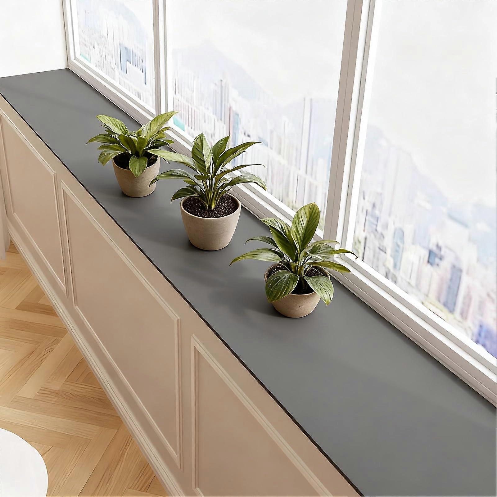 Window Sill Cushion Mat with NonSlip Waterproof Backing for Indoor Bay Windows and Plants (Dark Gray, 100x70cm)