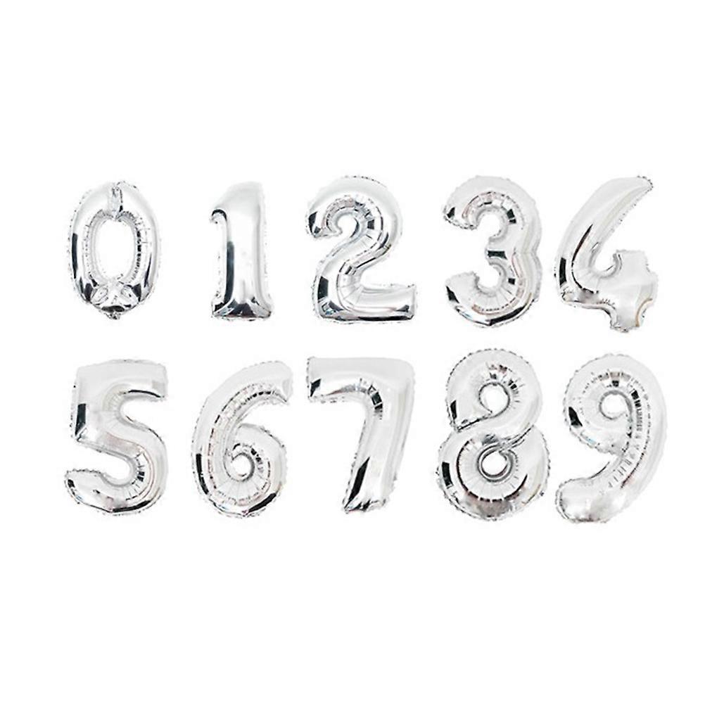 Number Balloons Digital Balloons for Decoration 10Pcs Silver Set