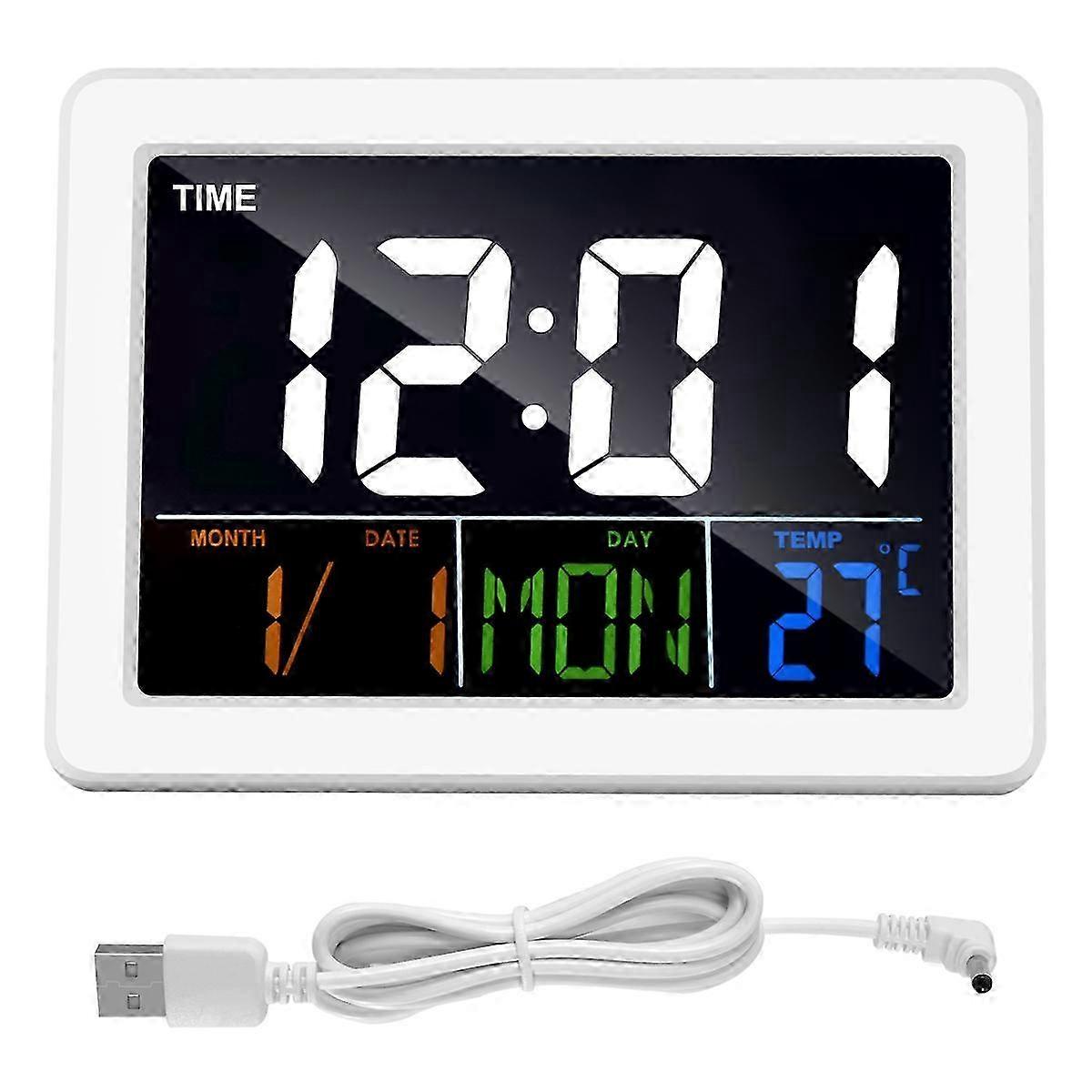 Color Large Screen Desk Alarm Clock with Temperature Date Display